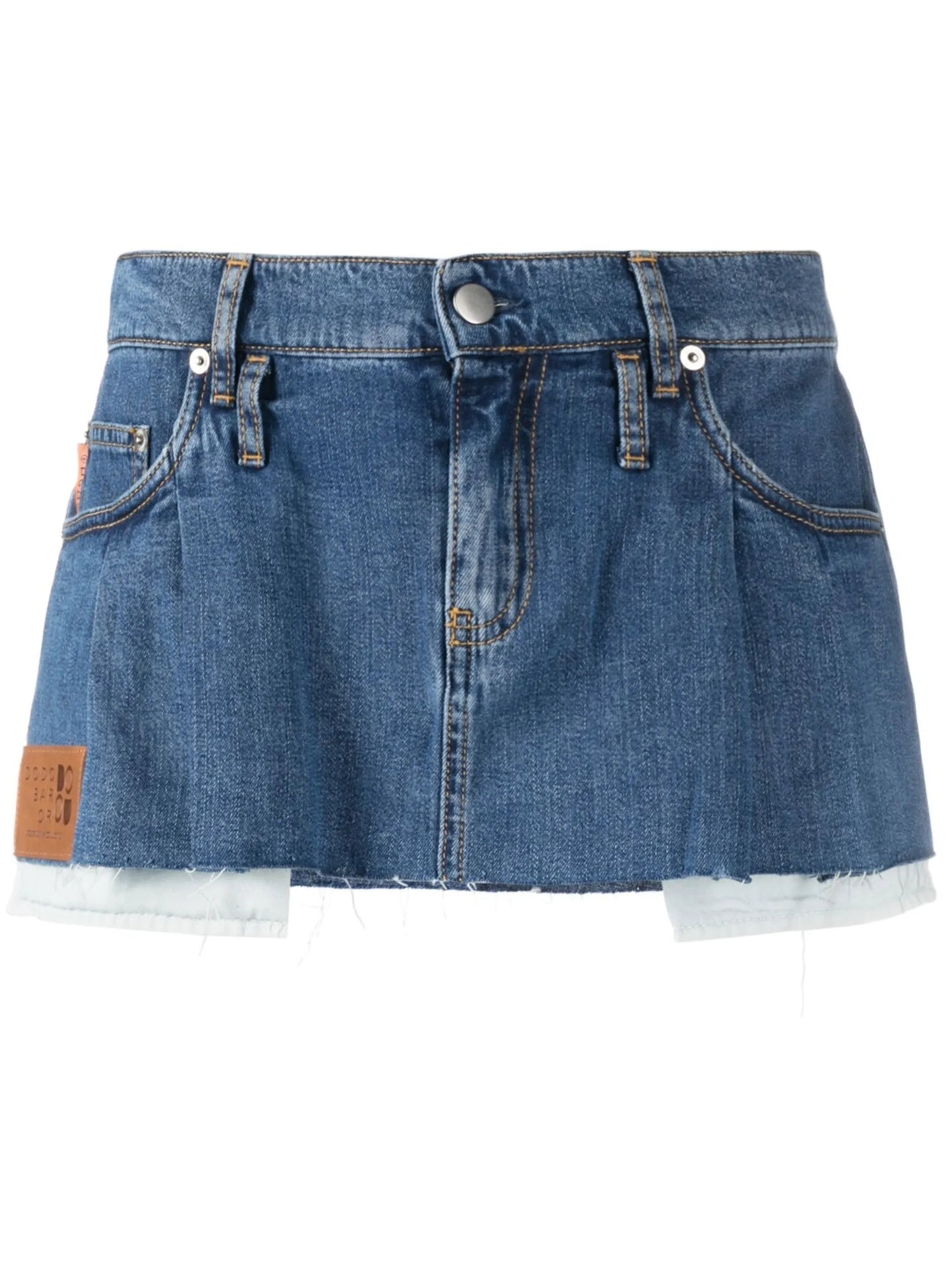 raw-cut denim miniskirt
