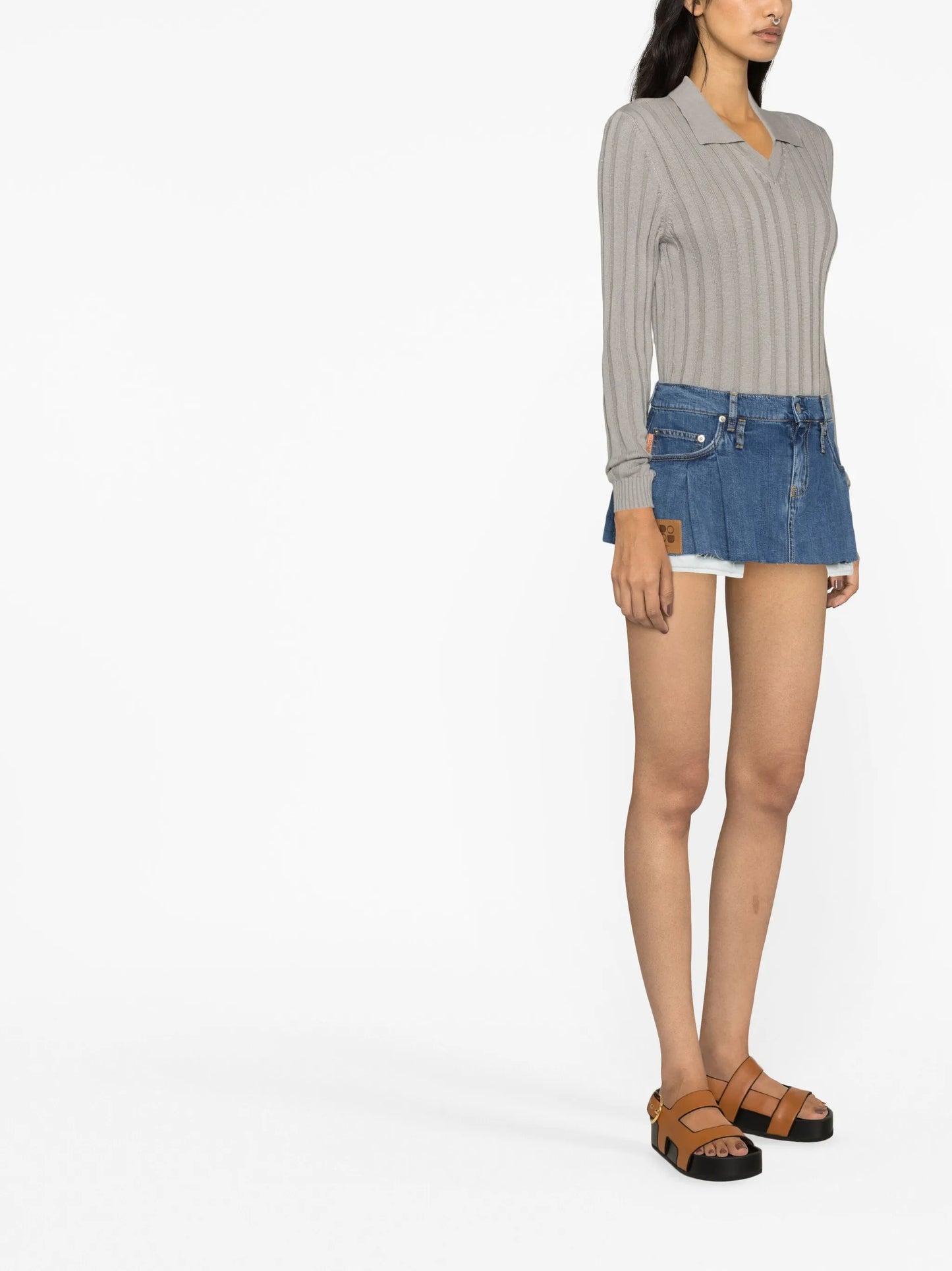 raw-cut denim miniskirt