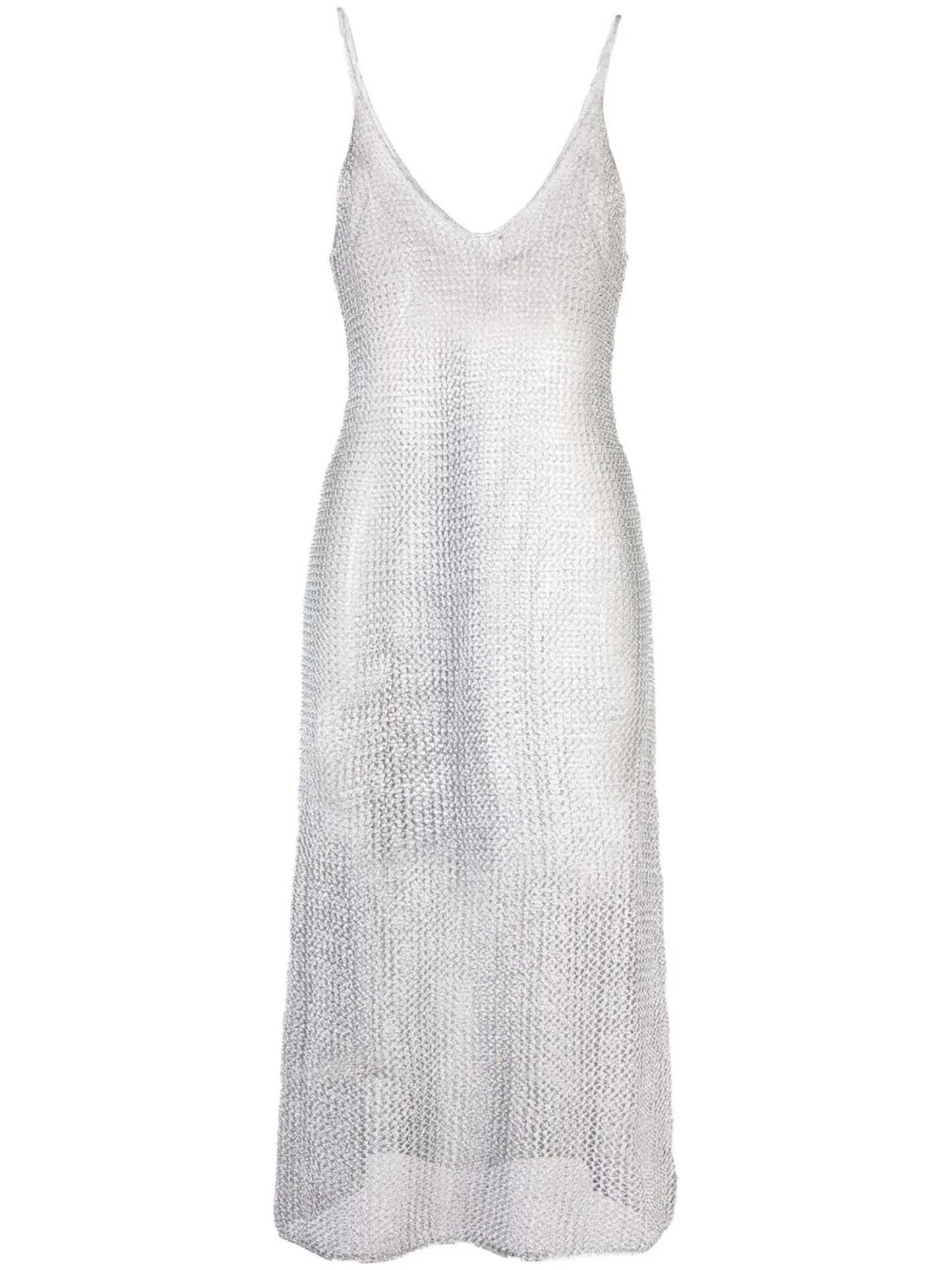 metallic-thread sleeveless dress