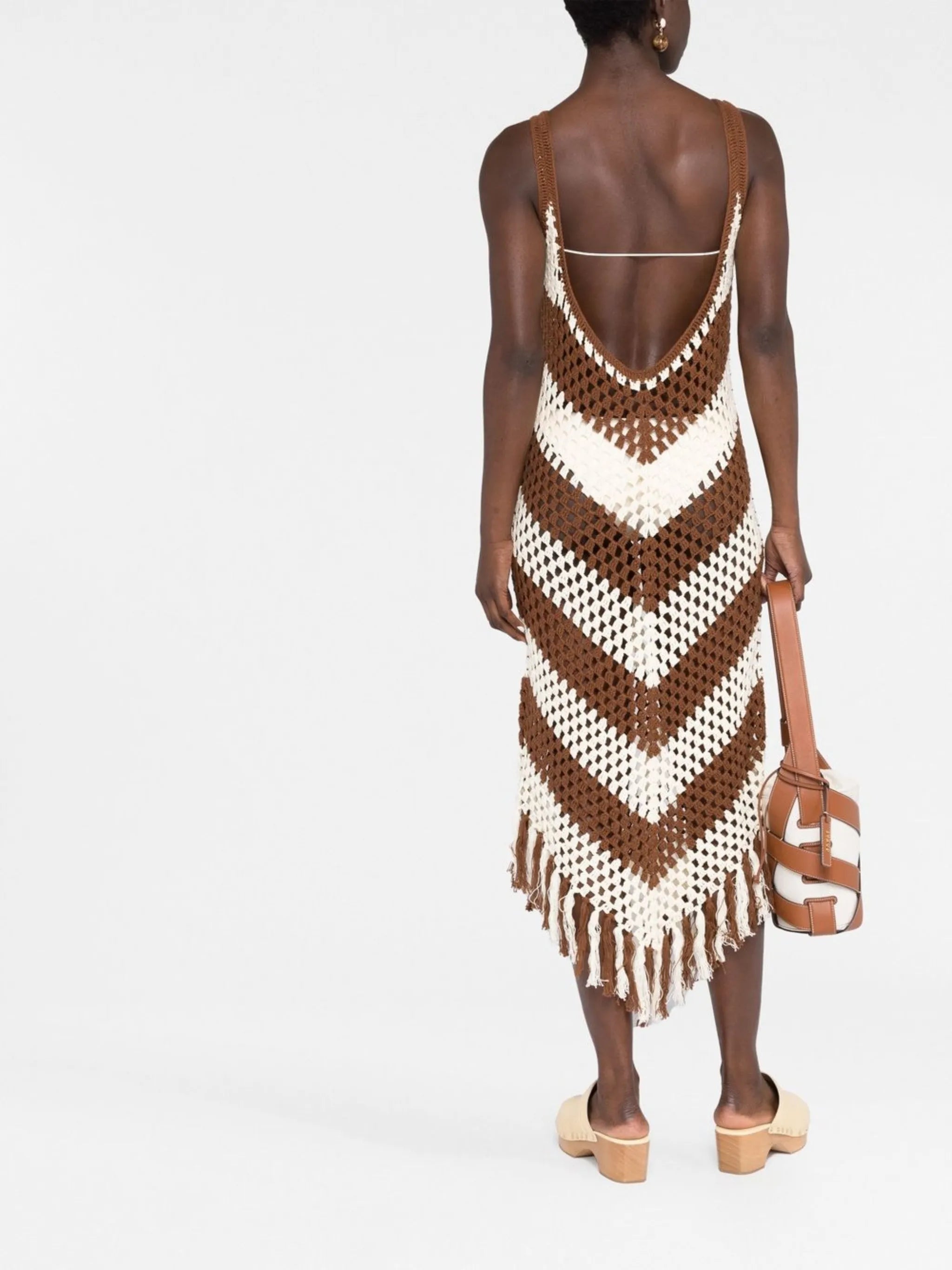 Mellor fringed crochet midi dress
