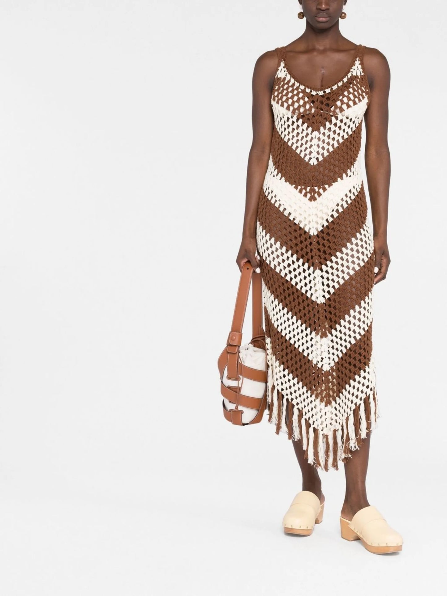 Mellor fringed crochet midi dress