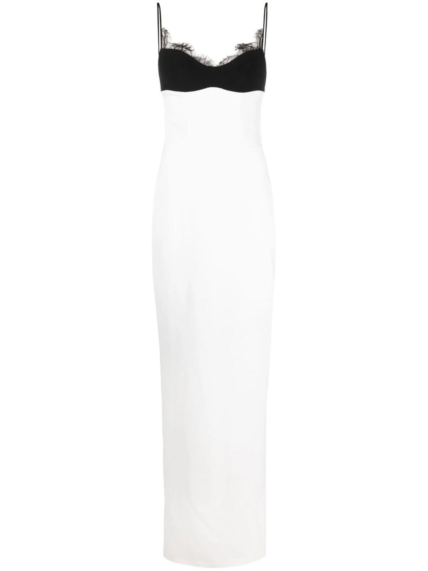 lace-trim pencil gown