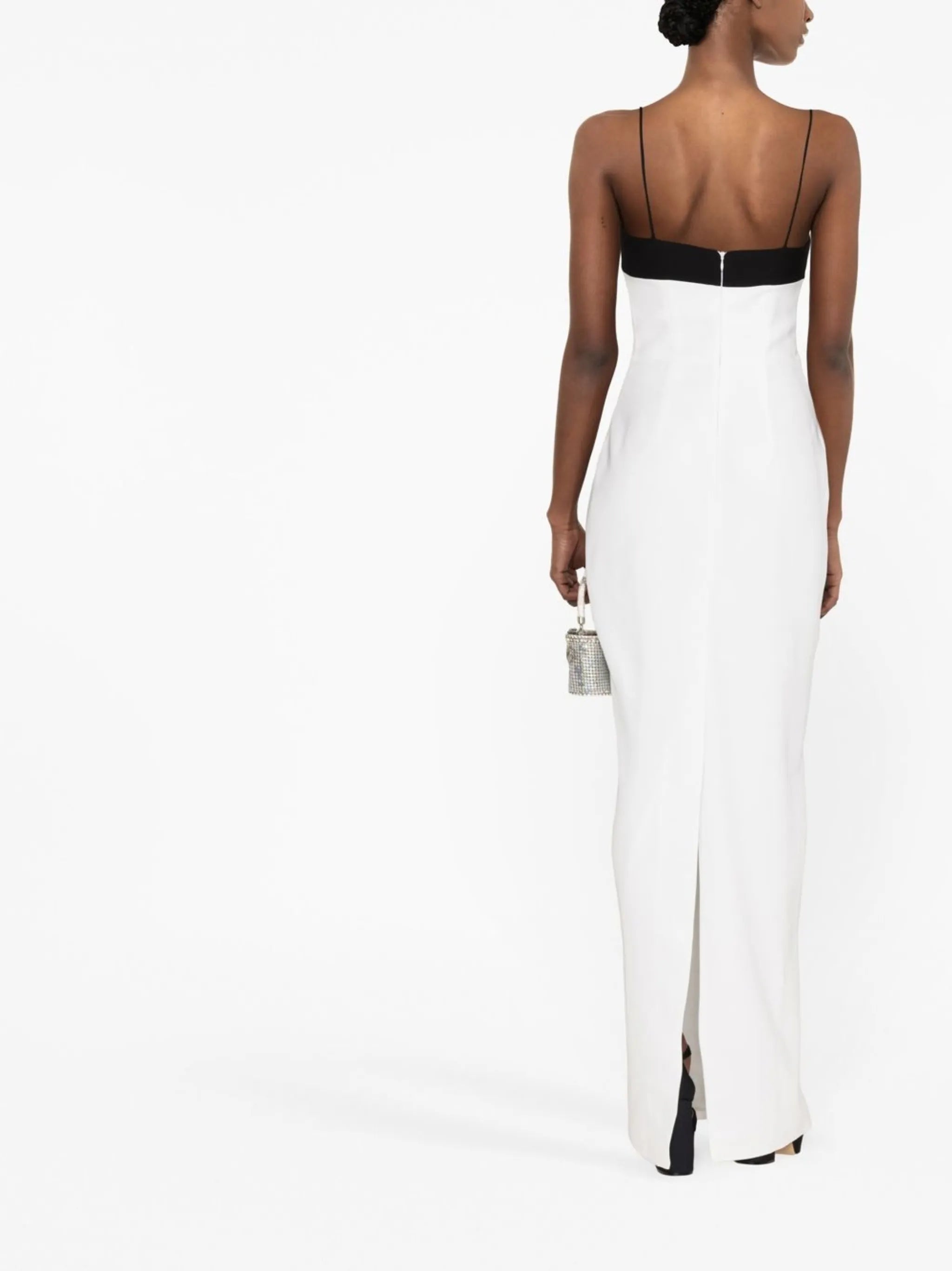 lace-trim pencil gown