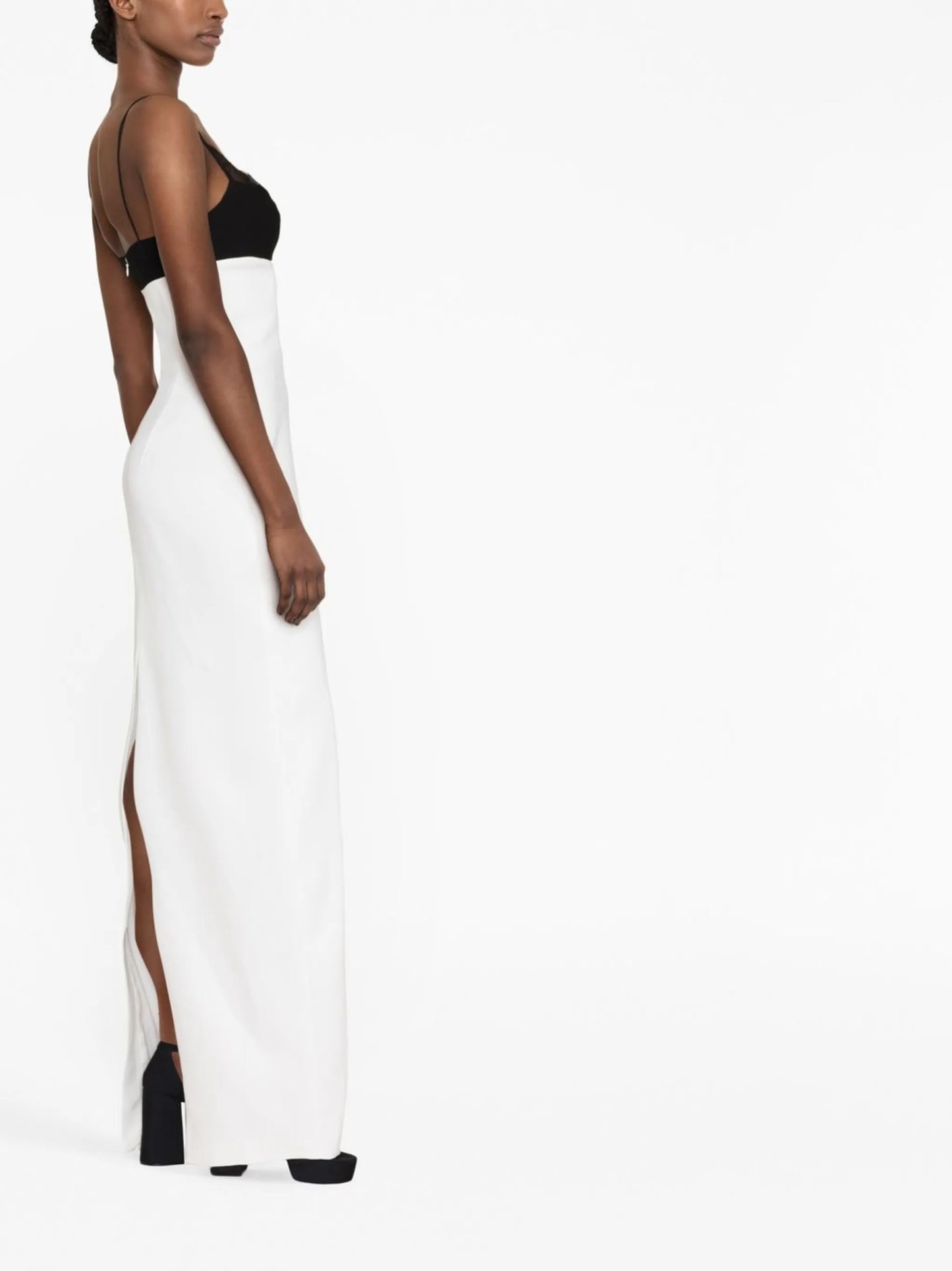 lace-trim pencil gown