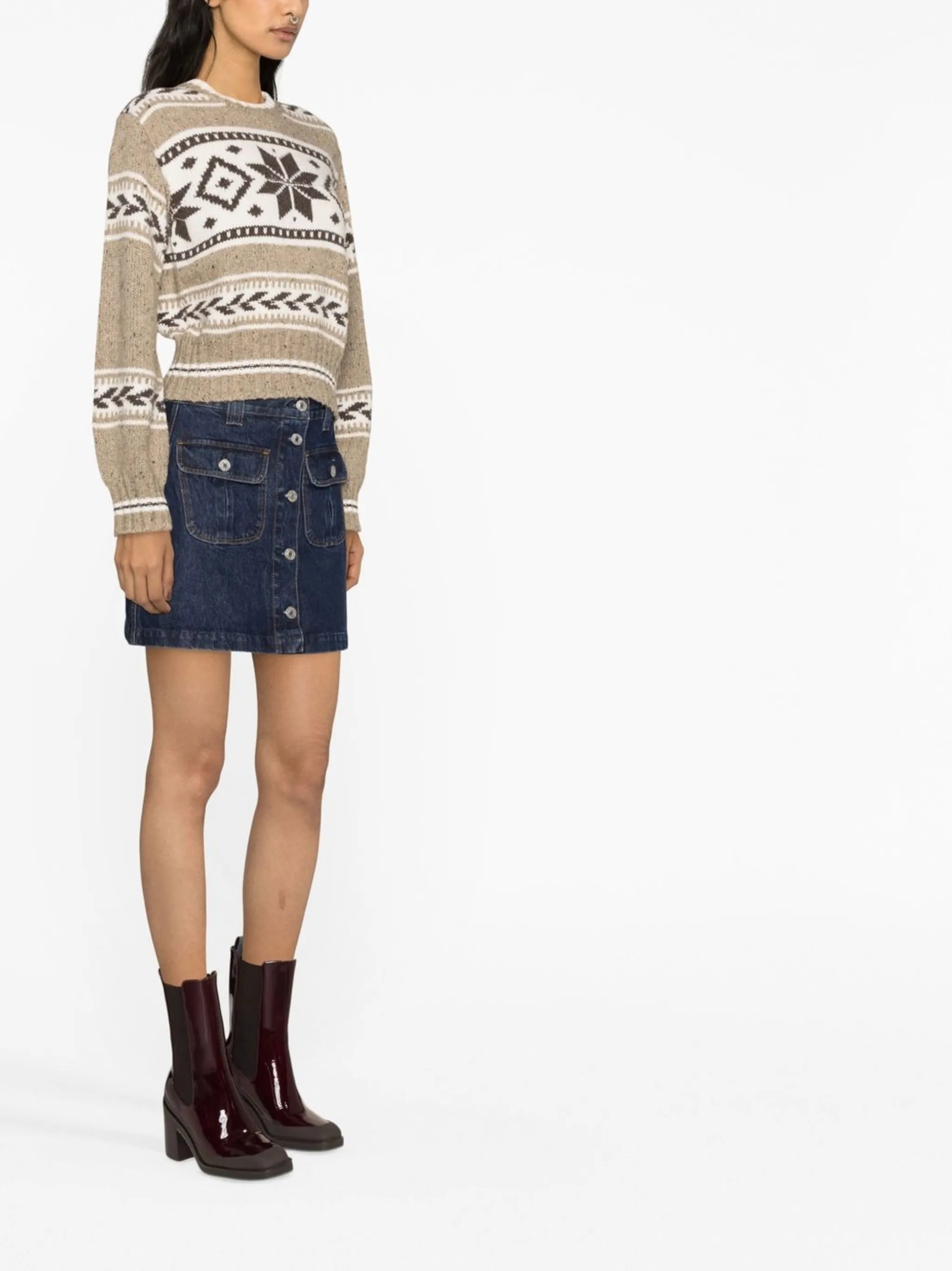 A-line denim mini skirt