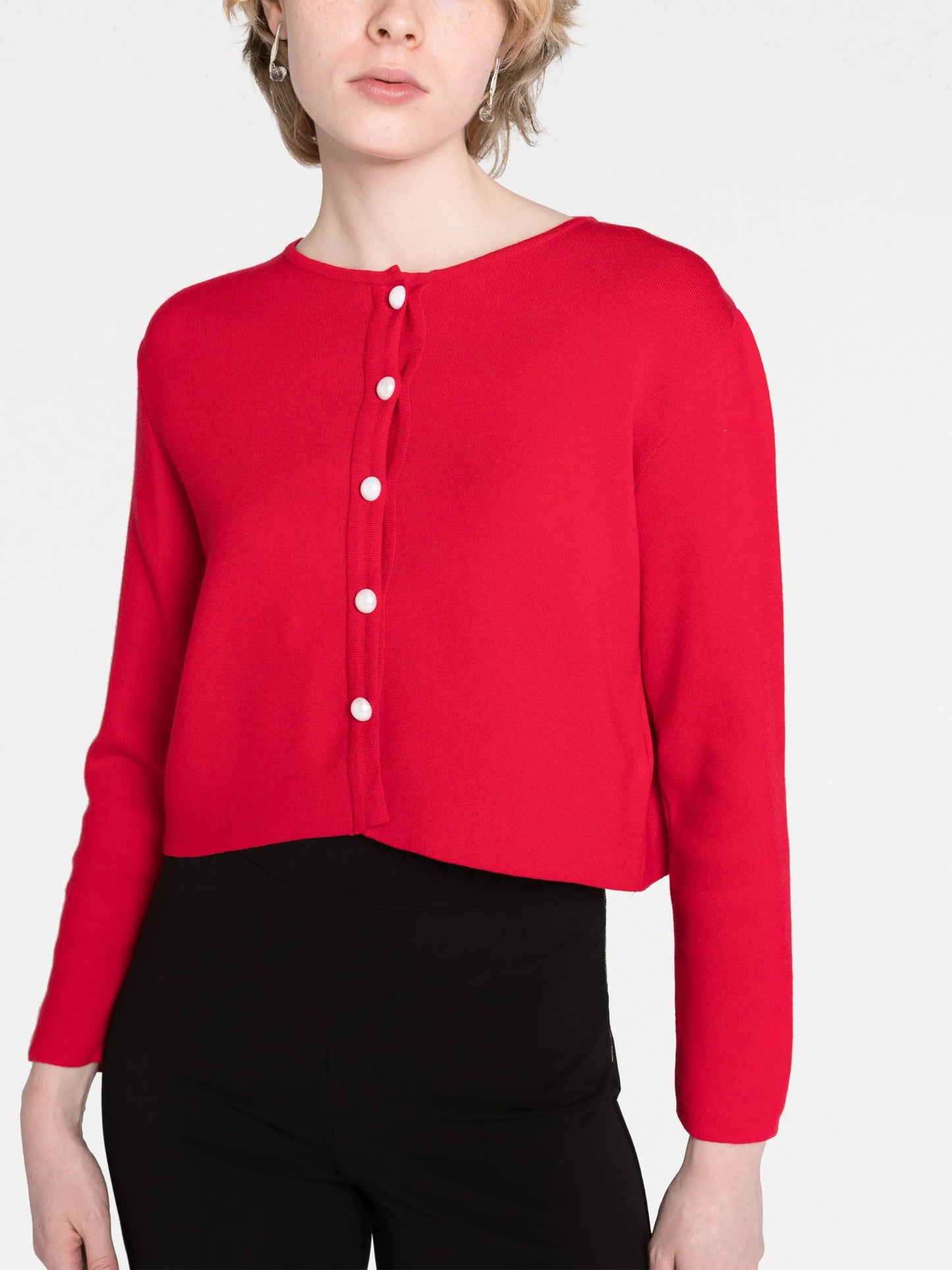 feather-cuff cropped cardigan