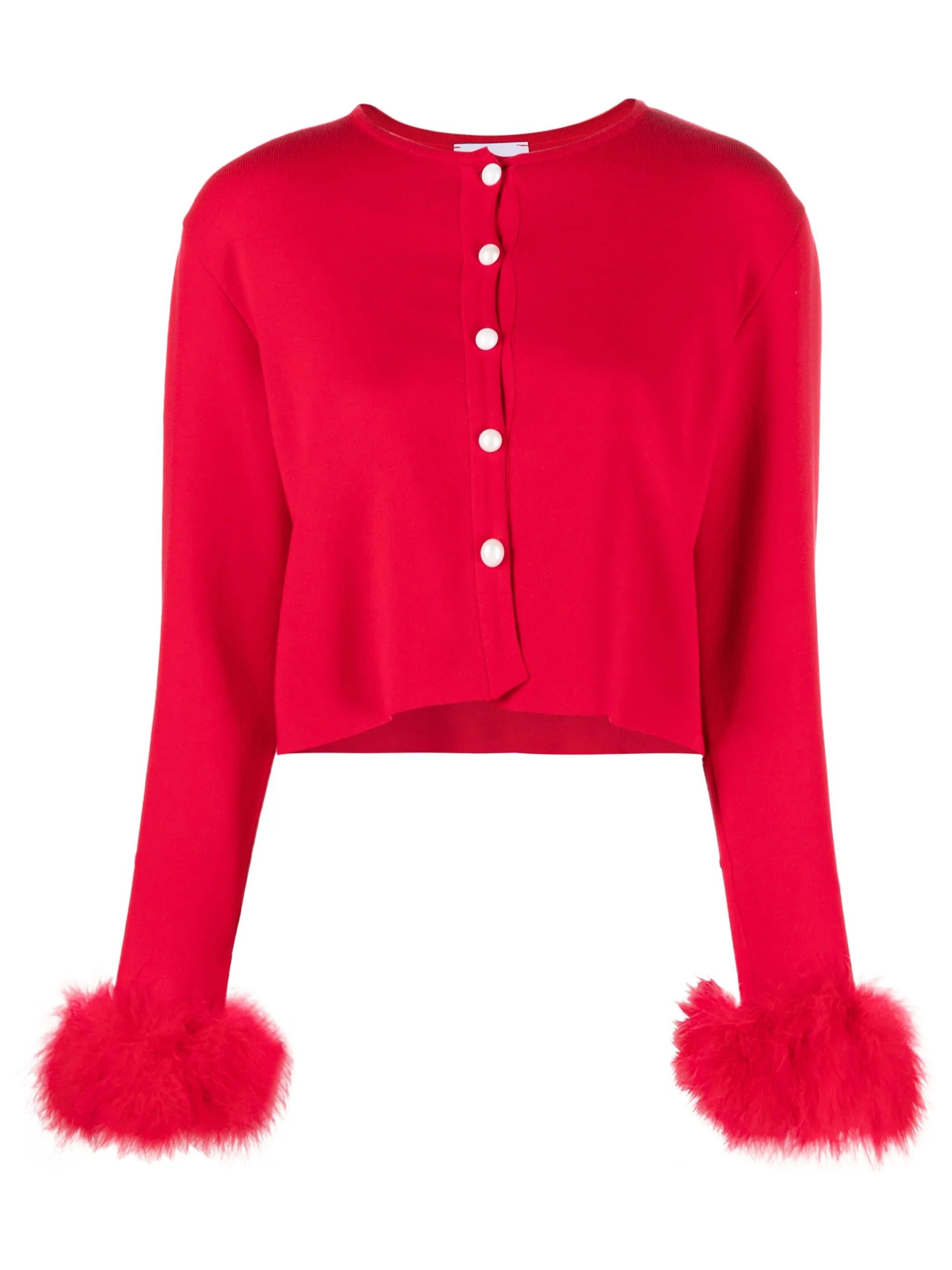 feather-cuff cropped cardigan