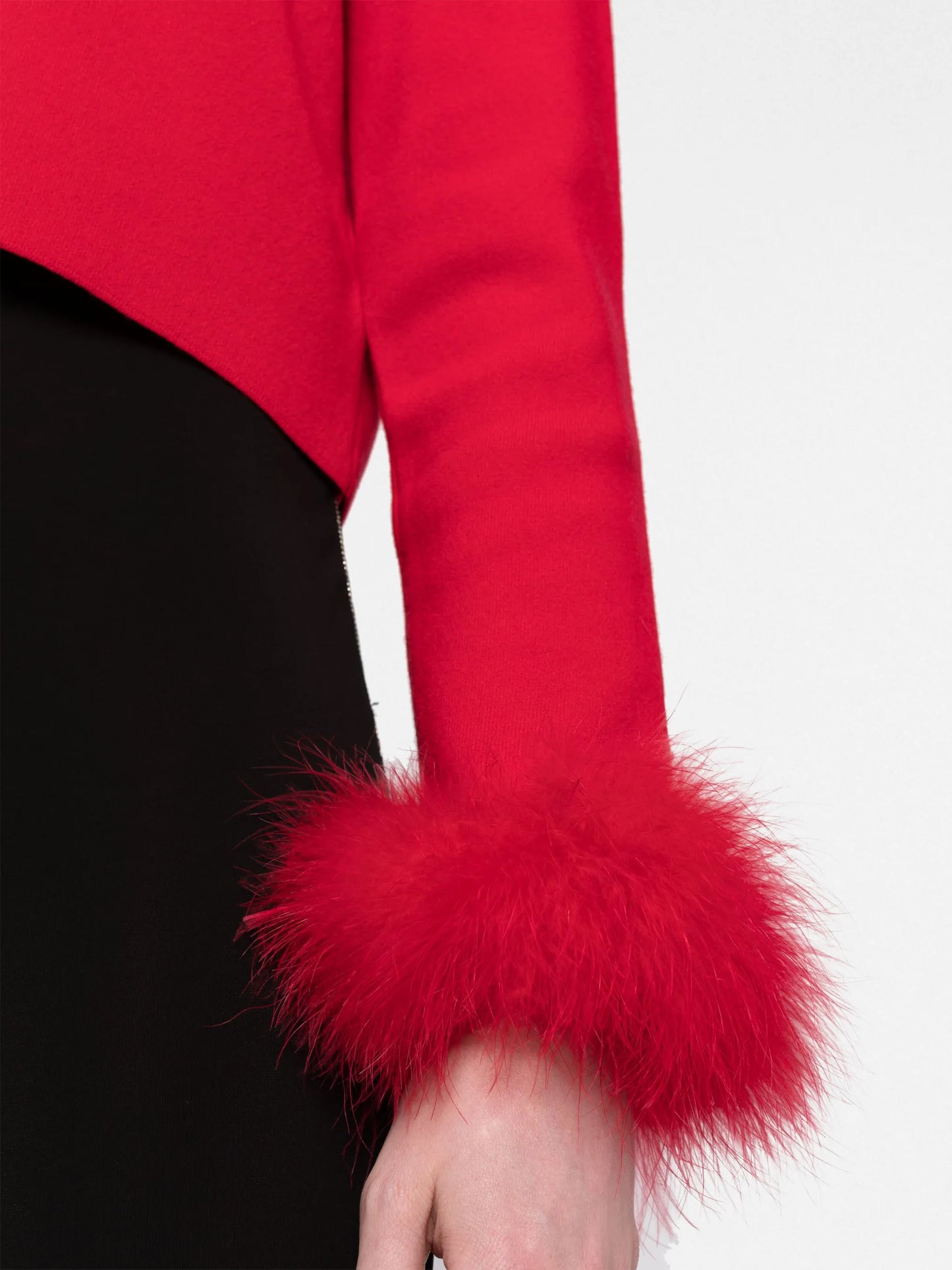 feather-cuff cropped cardigan