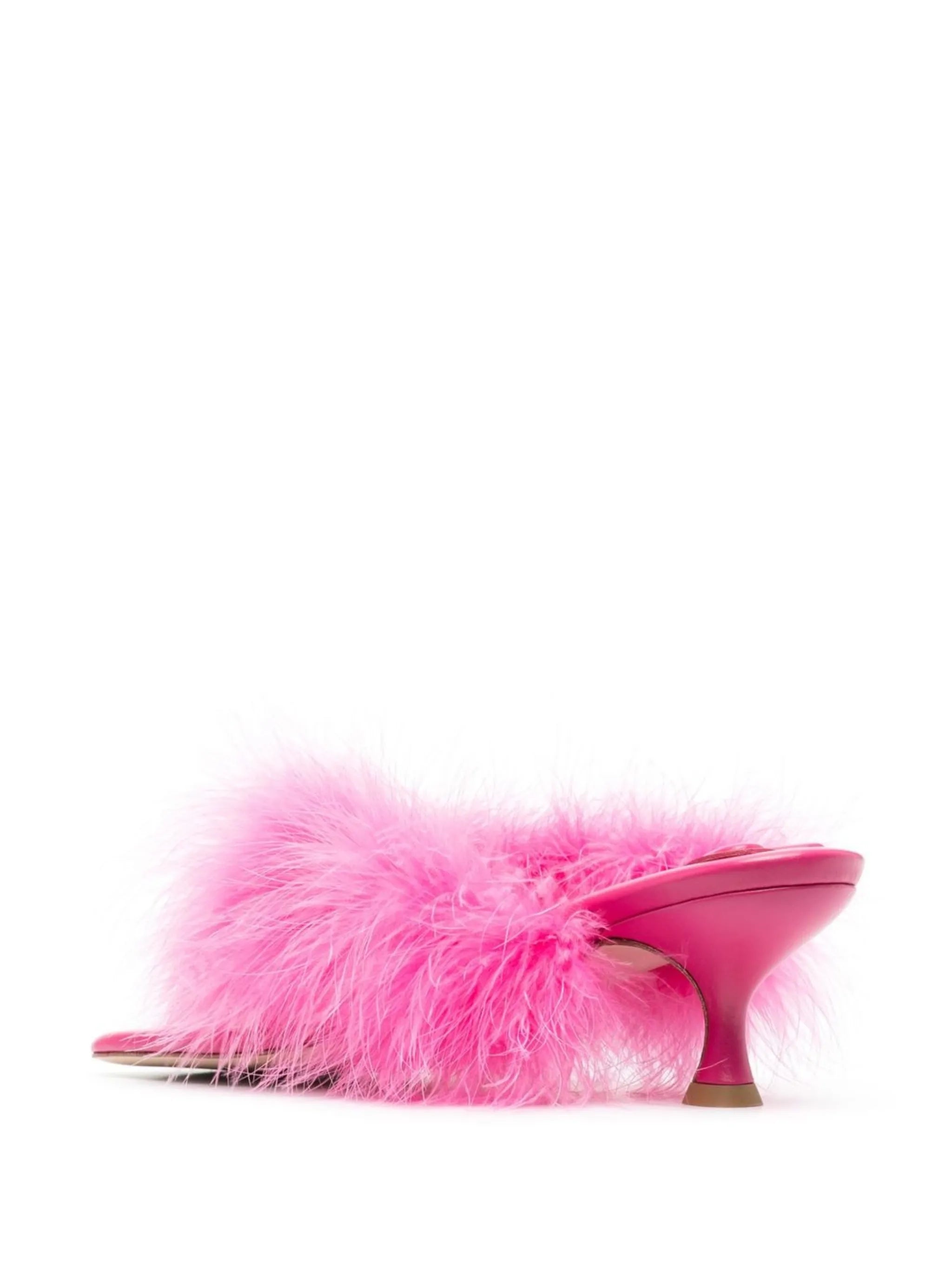 feathered slip-on sandals