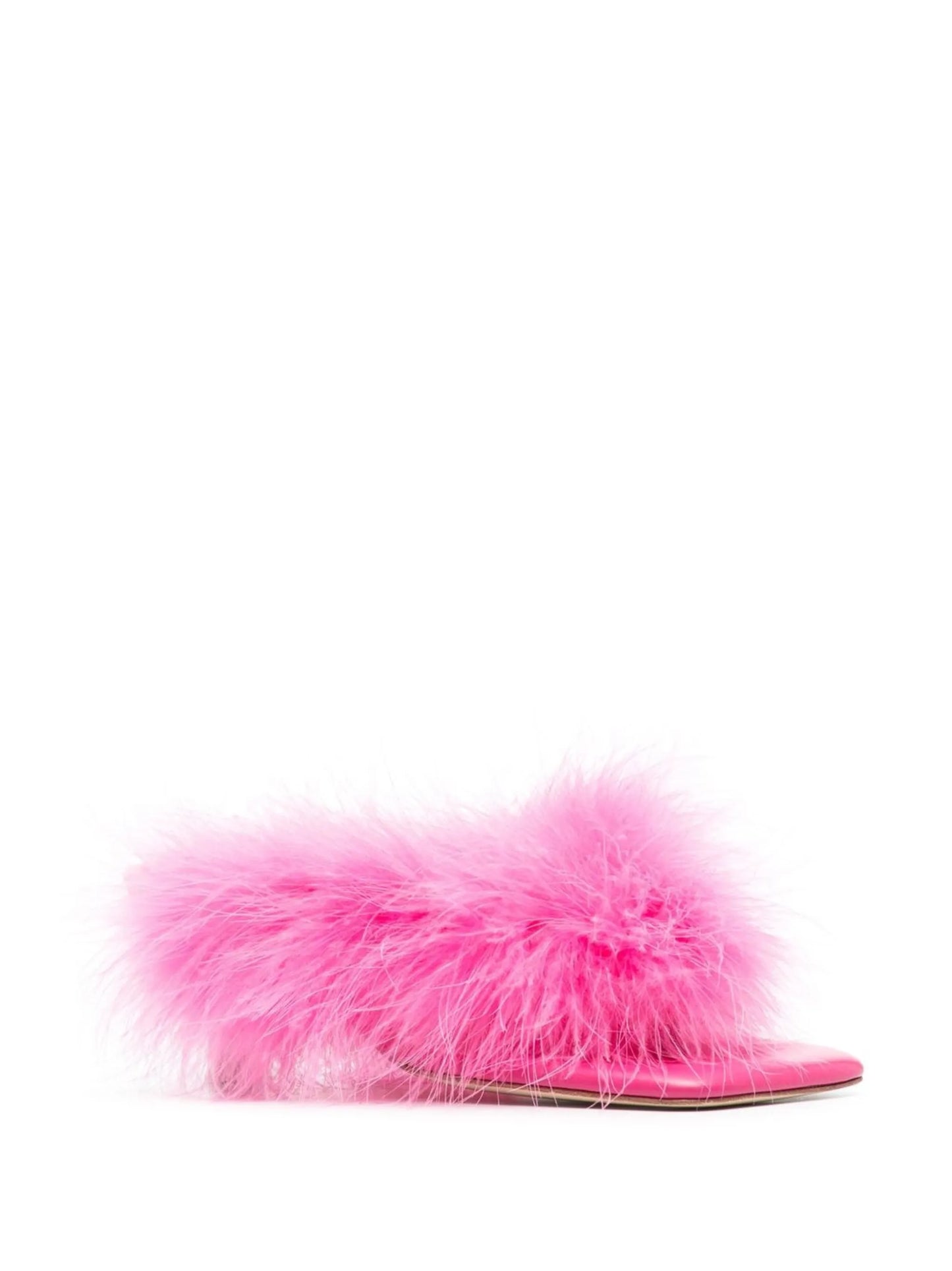 feathered slip-on sandals