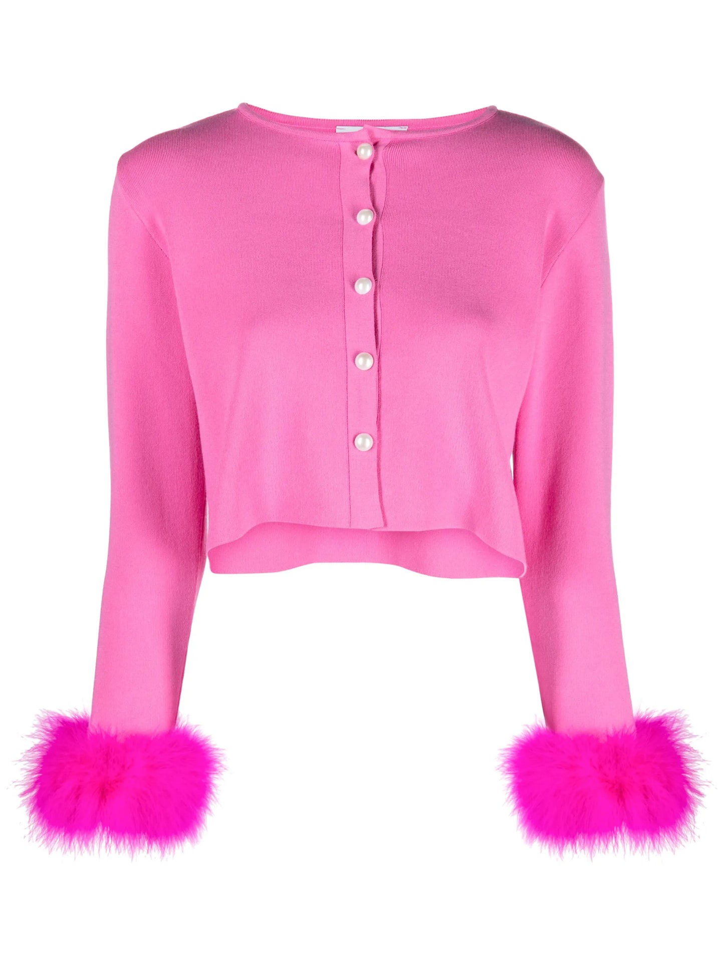 feather-trimmed cropped cardigan
