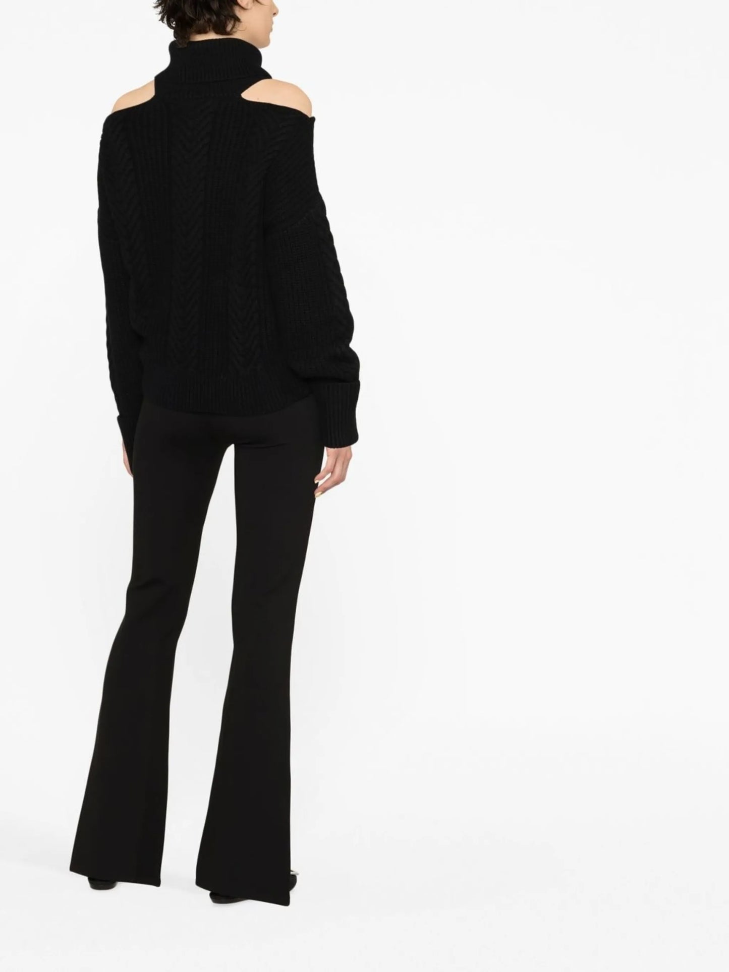 cold-shoulder cable-knit jumper