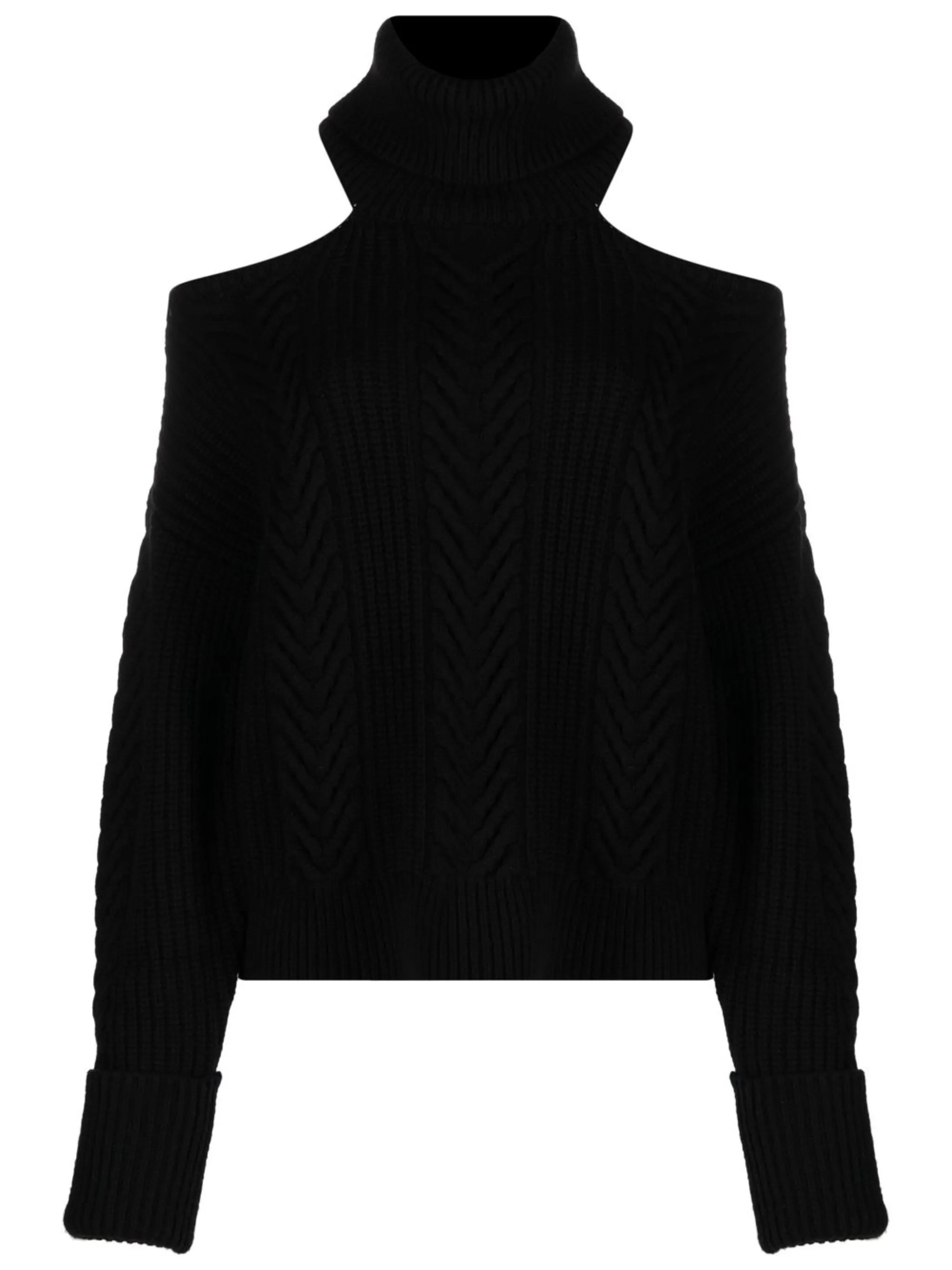 cold-shoulder cable-knit jumper