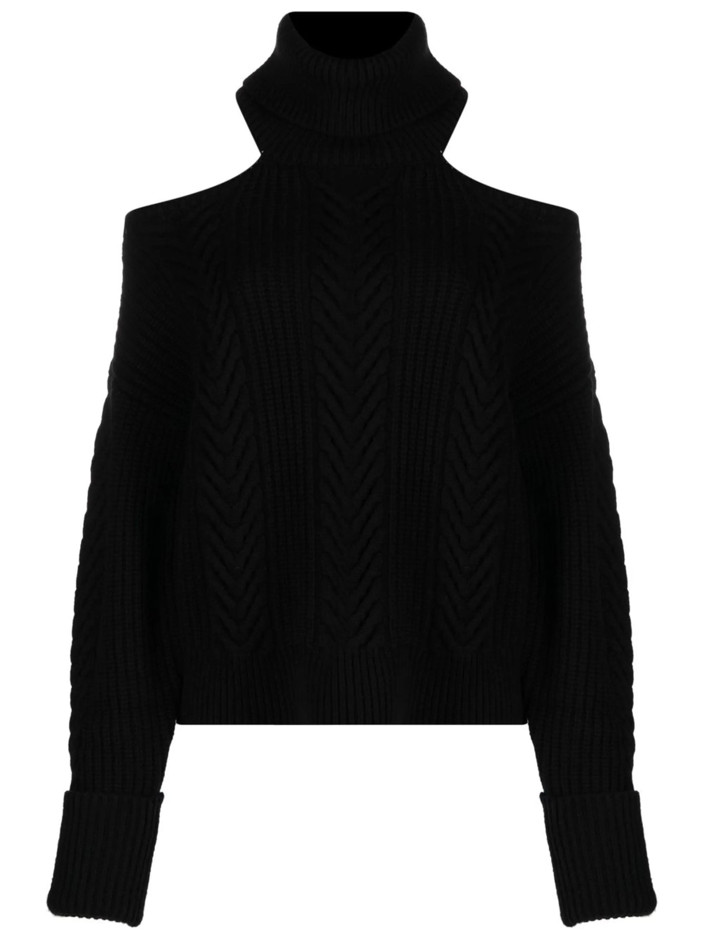 cold-shoulder cable-knit jumper
