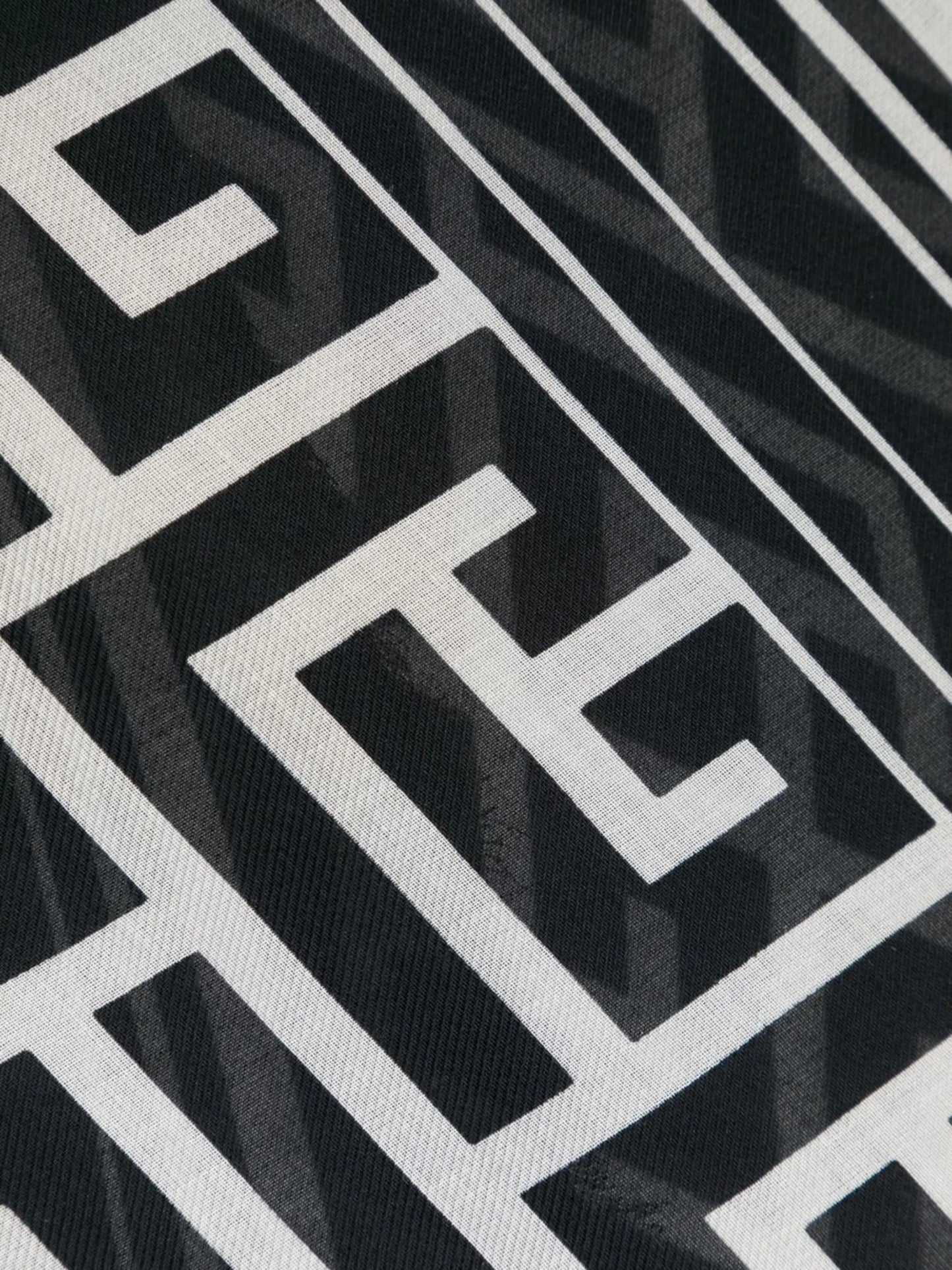 monogram-print frayed-edge scarf