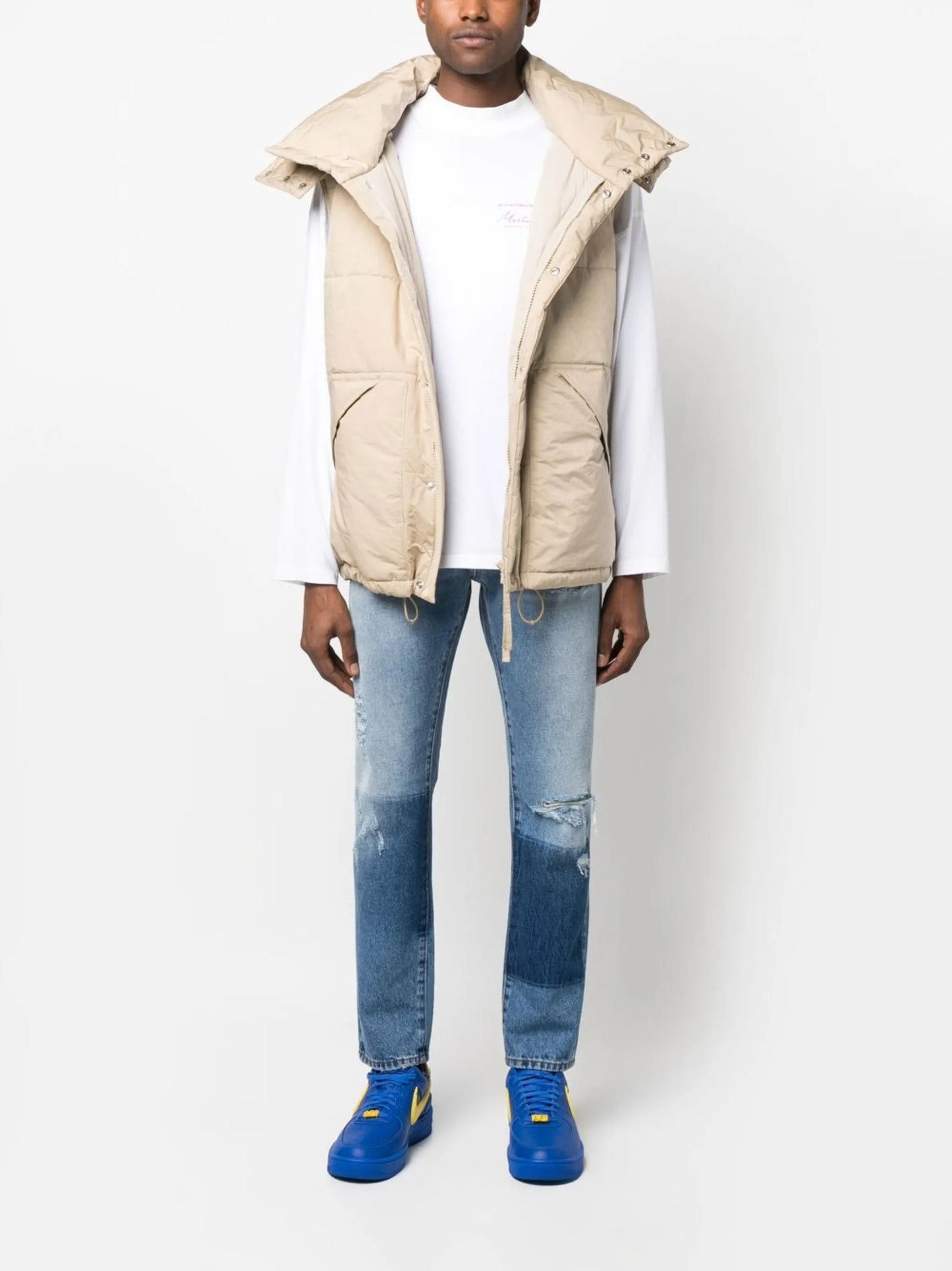 ripped-detail straight-leg jeans