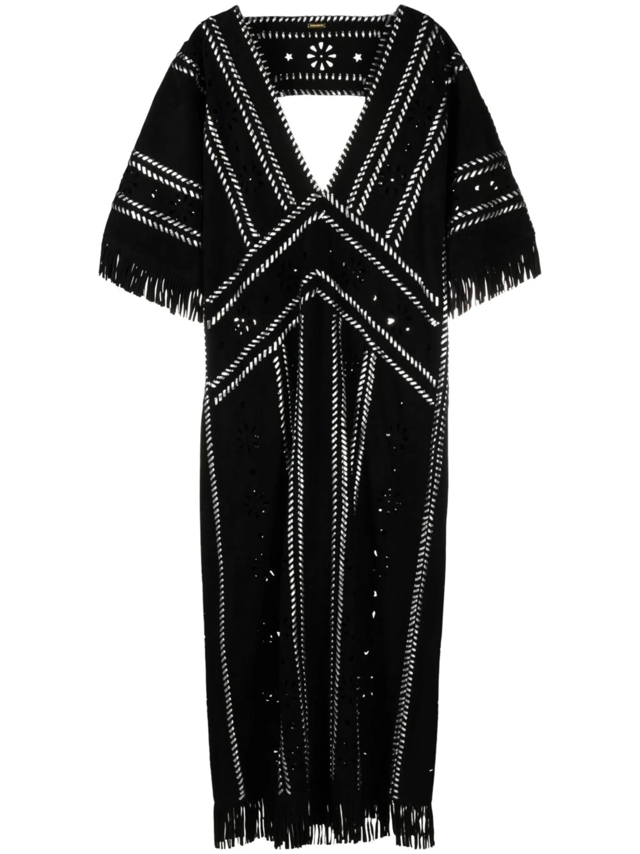 whipstitch-detail short-sleeve dress