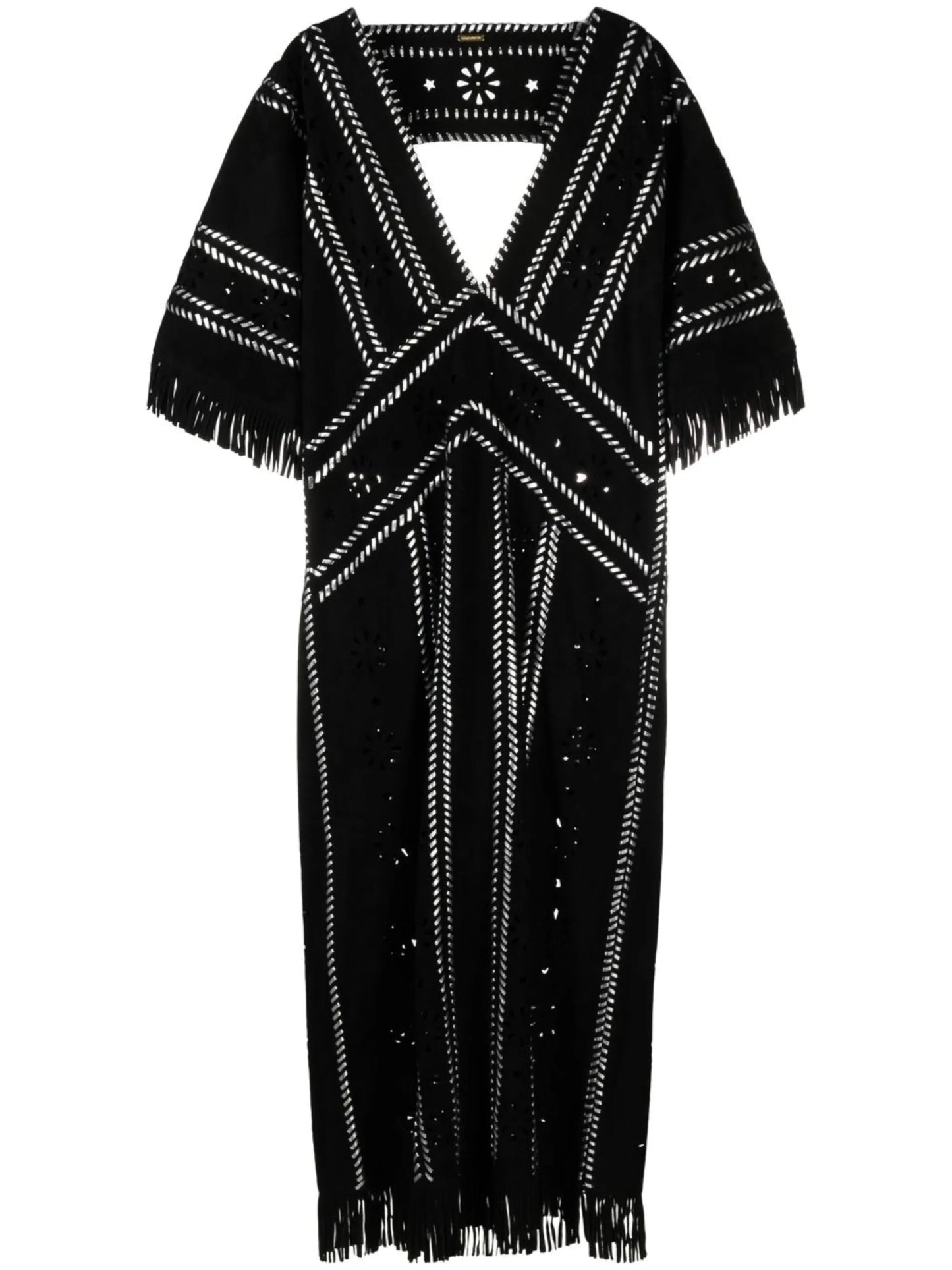 whipstitch-detail short-sleeve dress