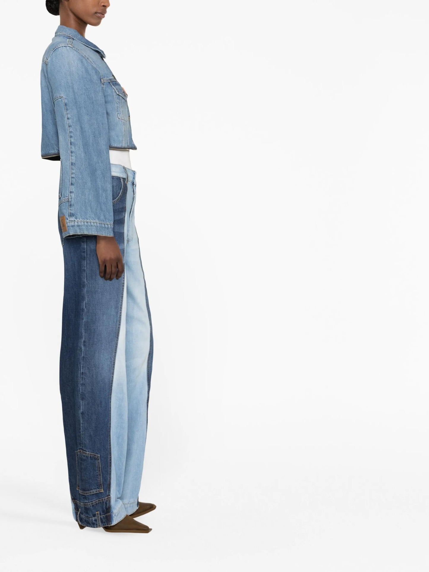 cropped buttoned denim jacket