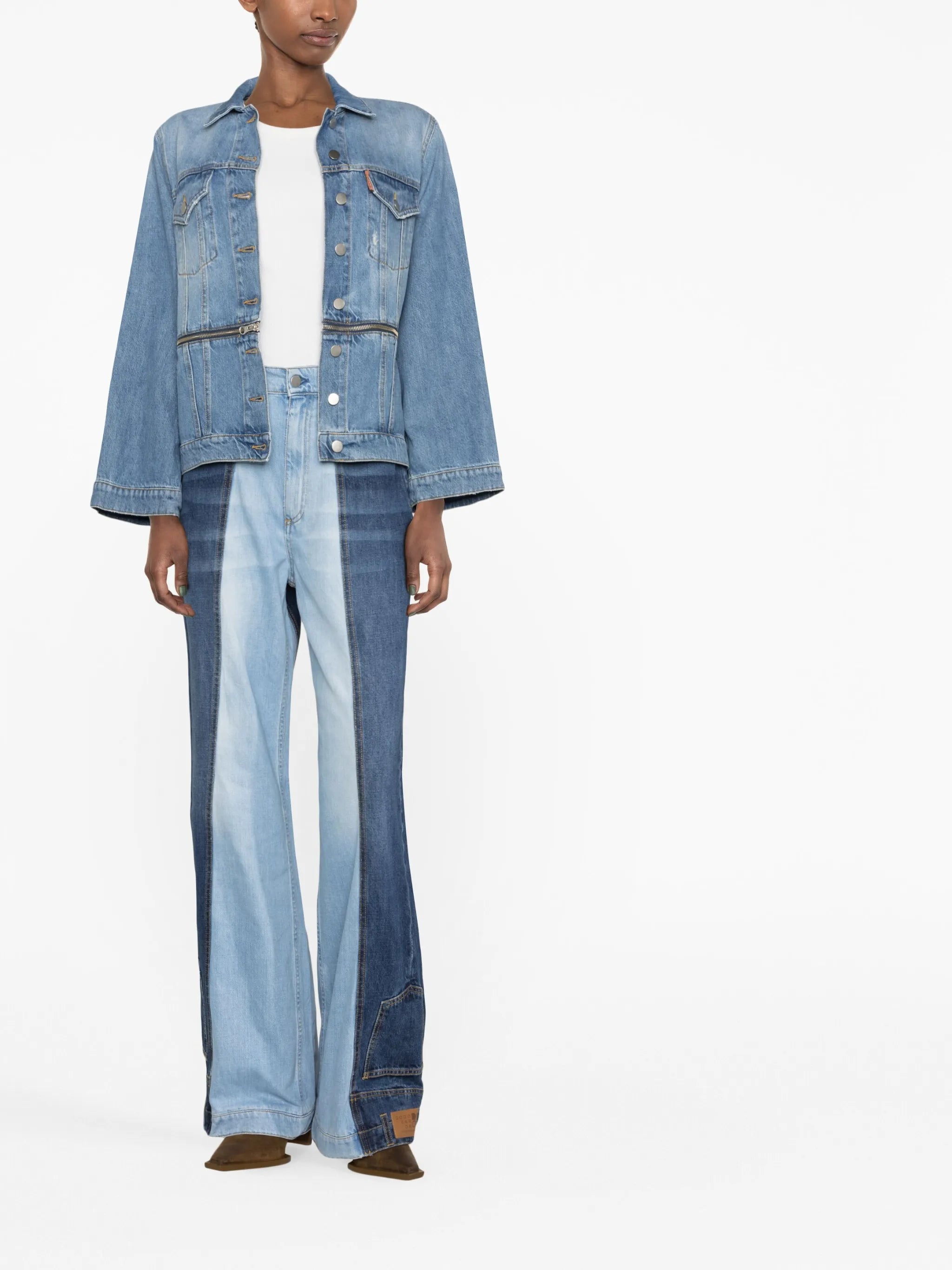 cropped buttoned denim jacket