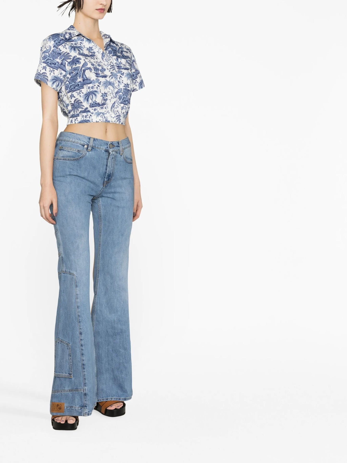 mid-rise flared jeans