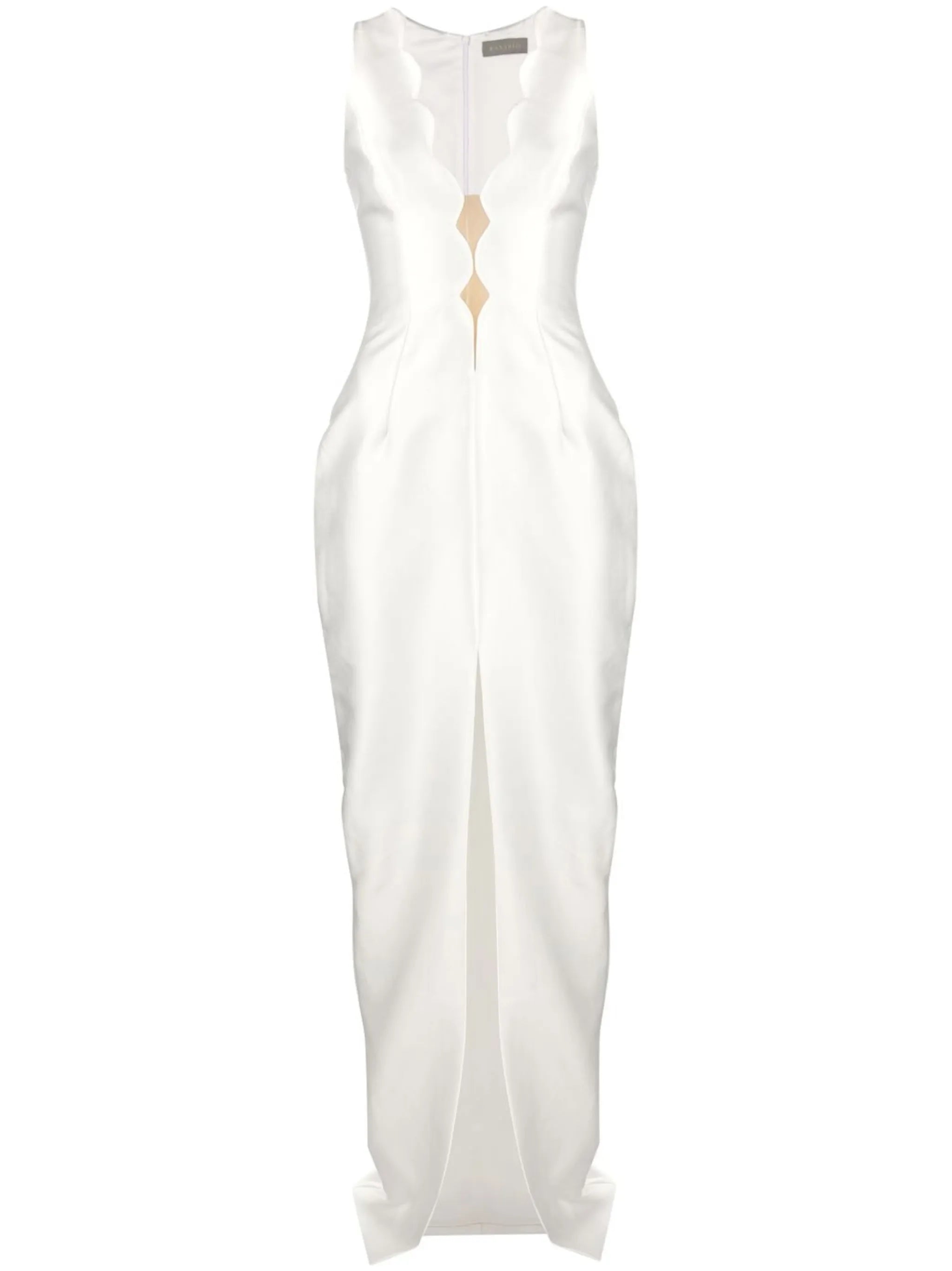 plunging scallop-detail gown