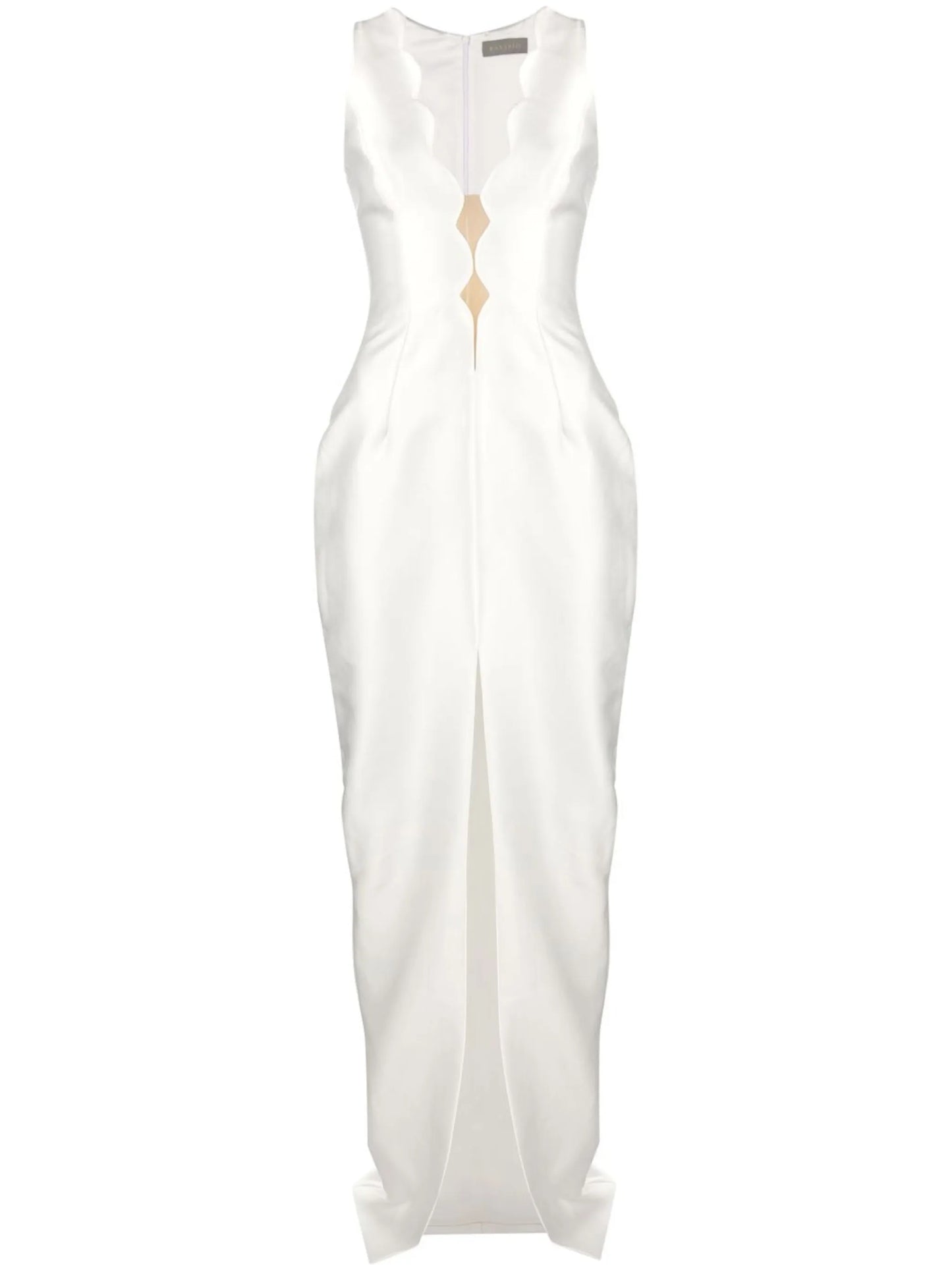plunging scallop-detail gown