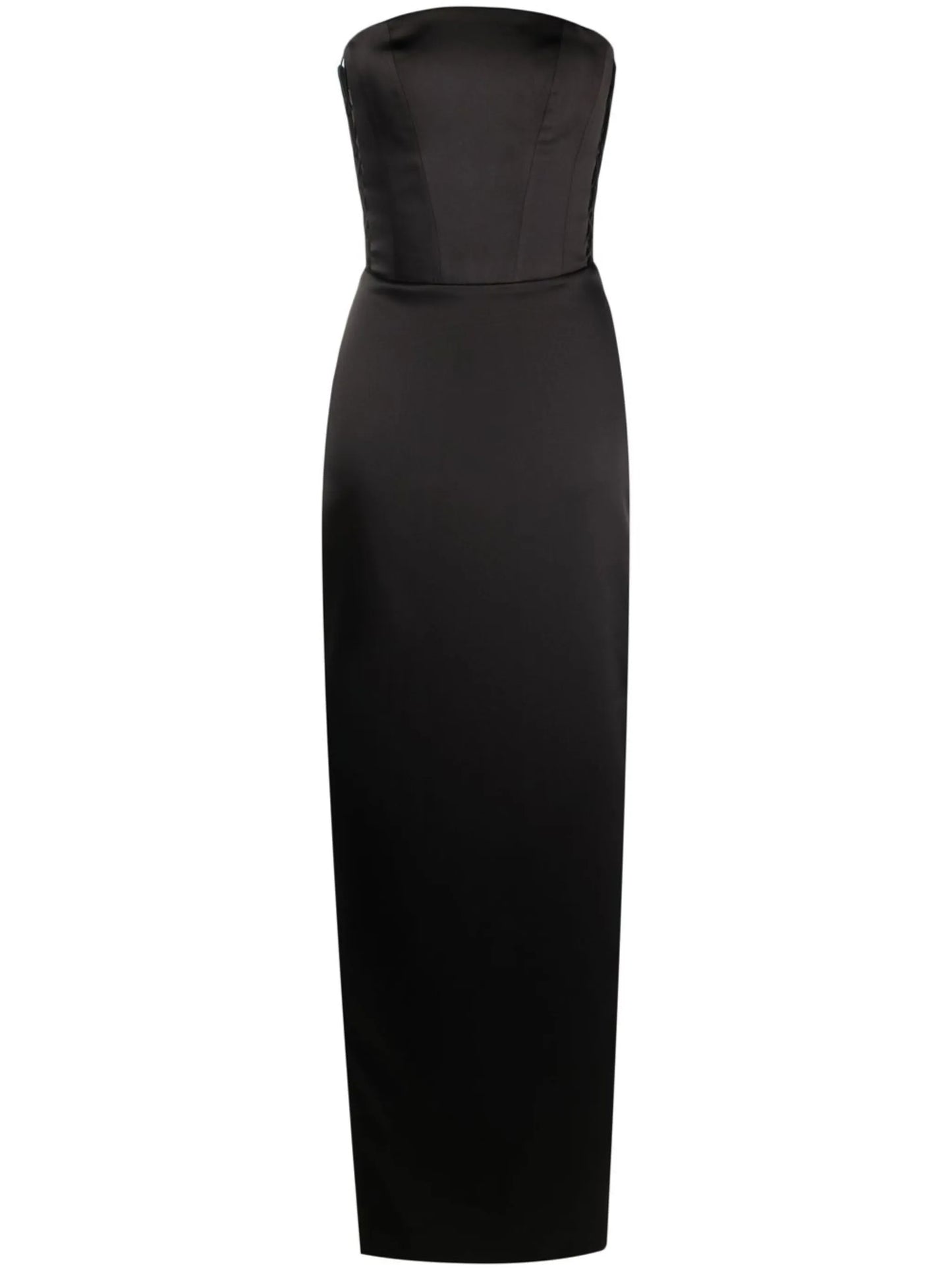 lace-up detail strapless gown