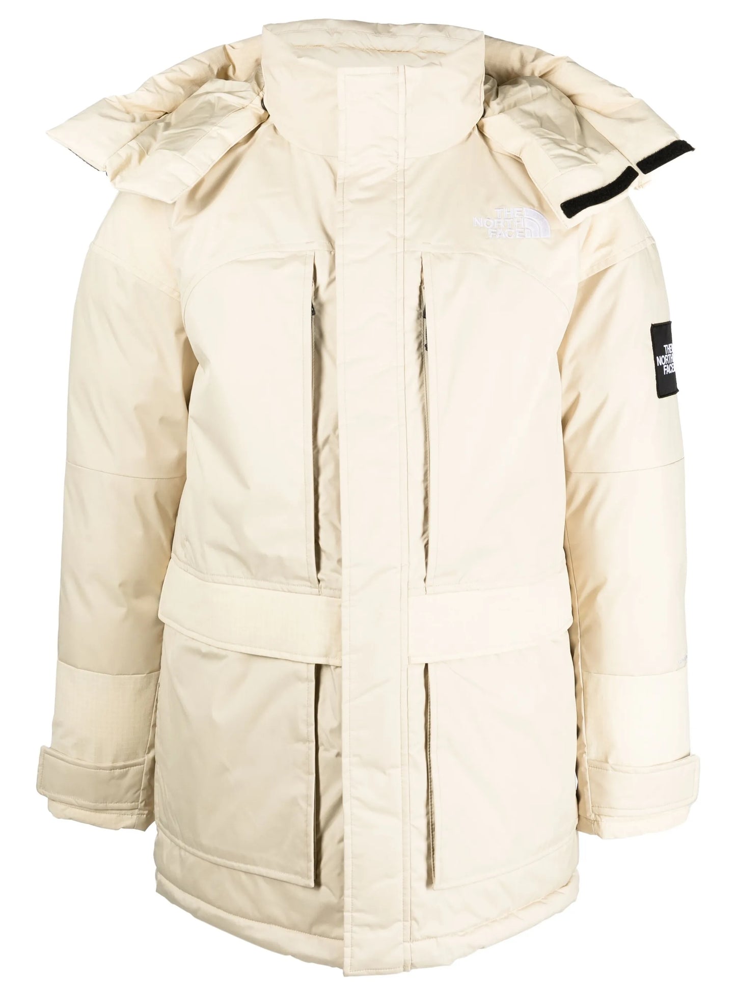 logo-embroidered padded coat