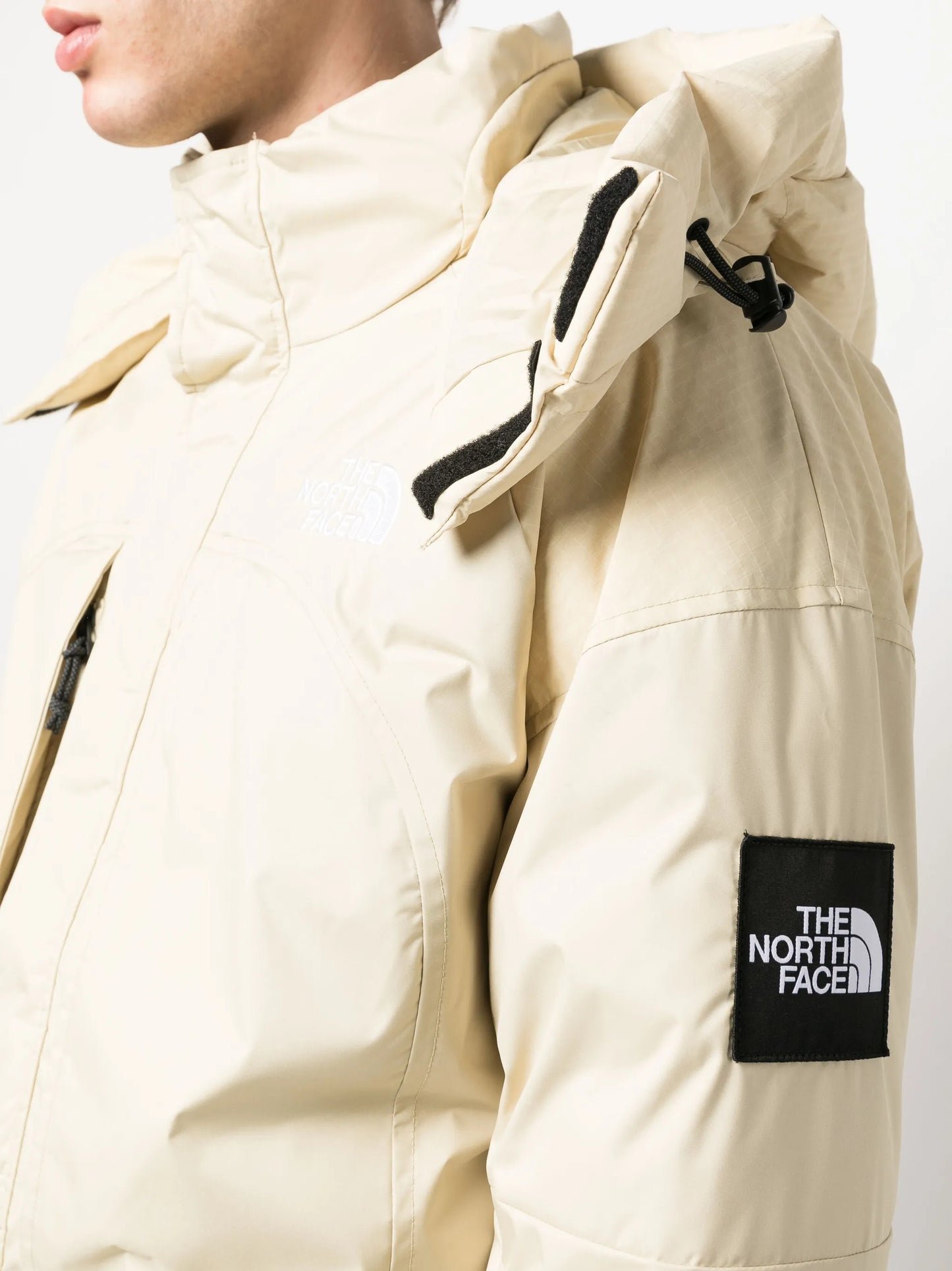 logo-embroidered padded coat