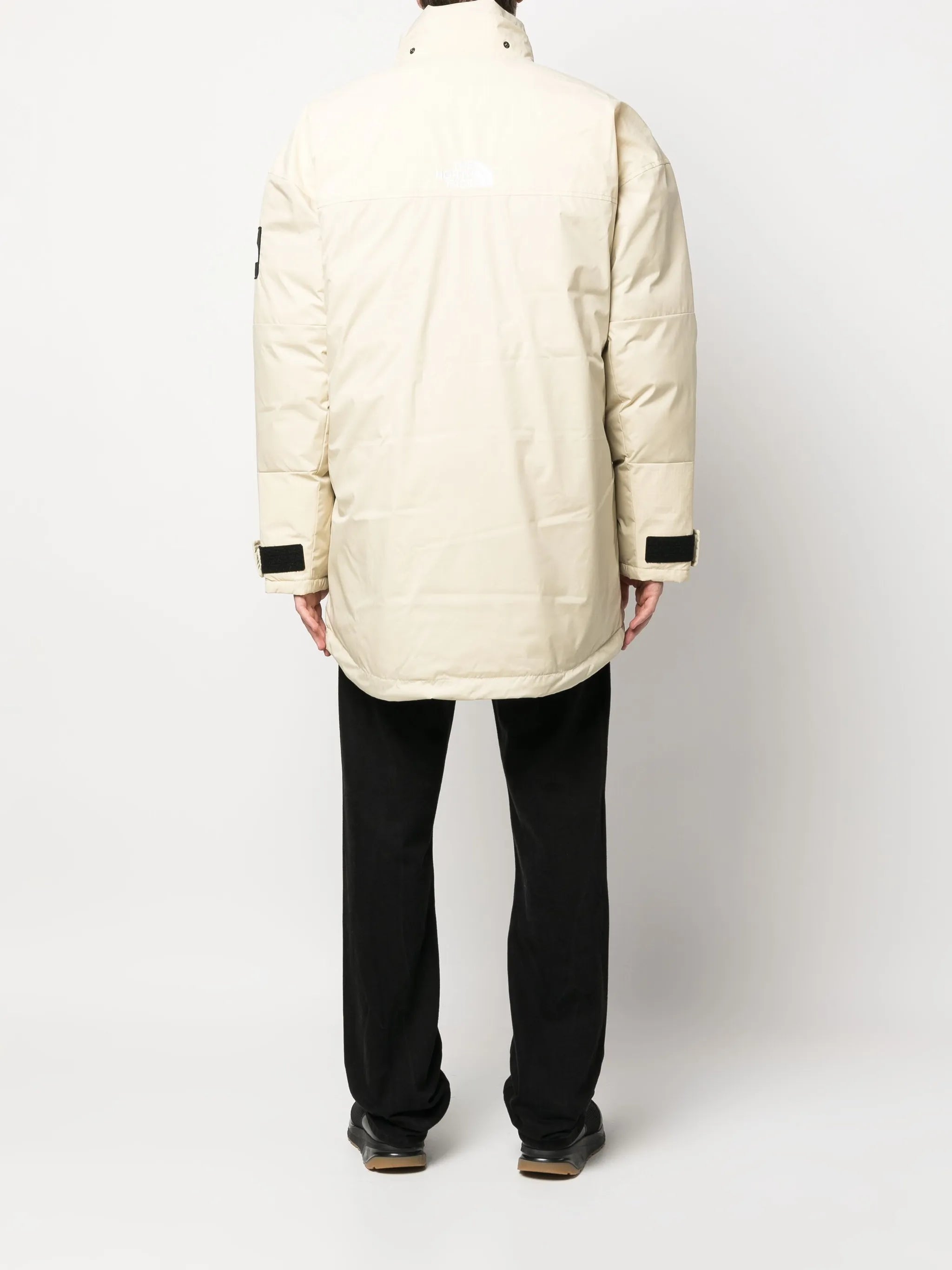 logo-embroidered padded coat