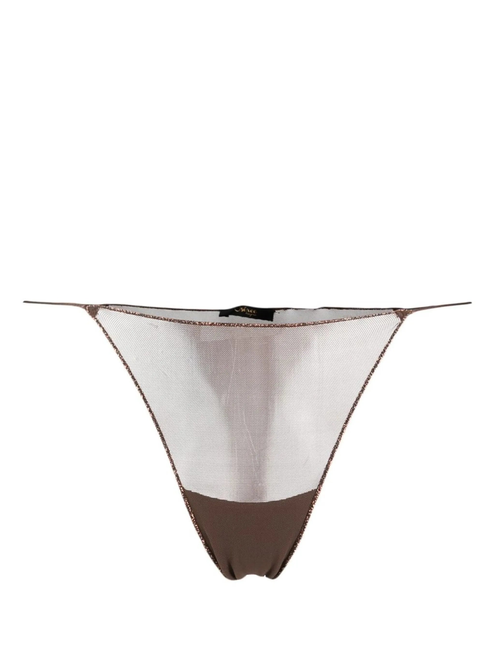 metallic-detail mesh slip thong