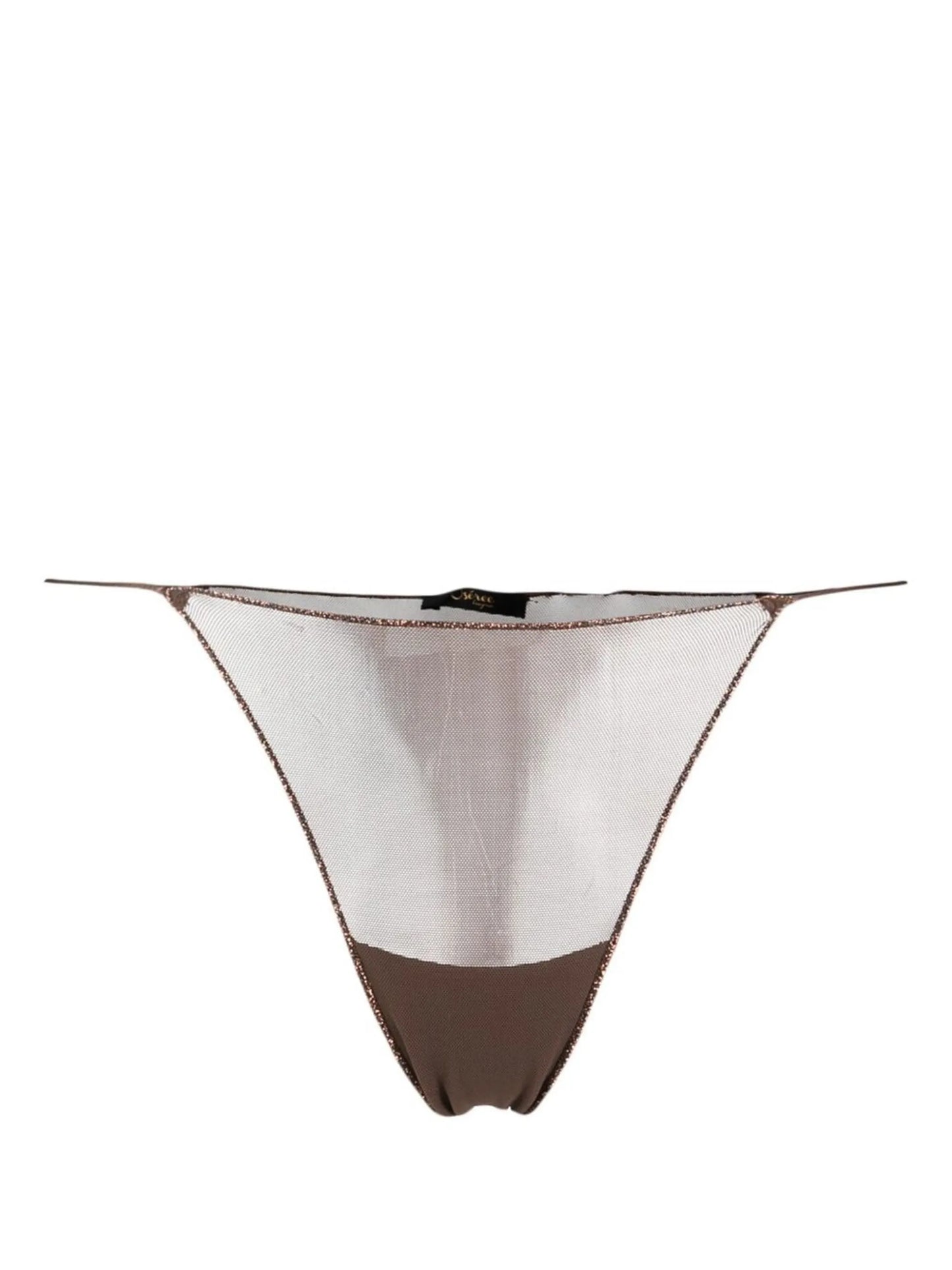 metallic-detail mesh slip thong