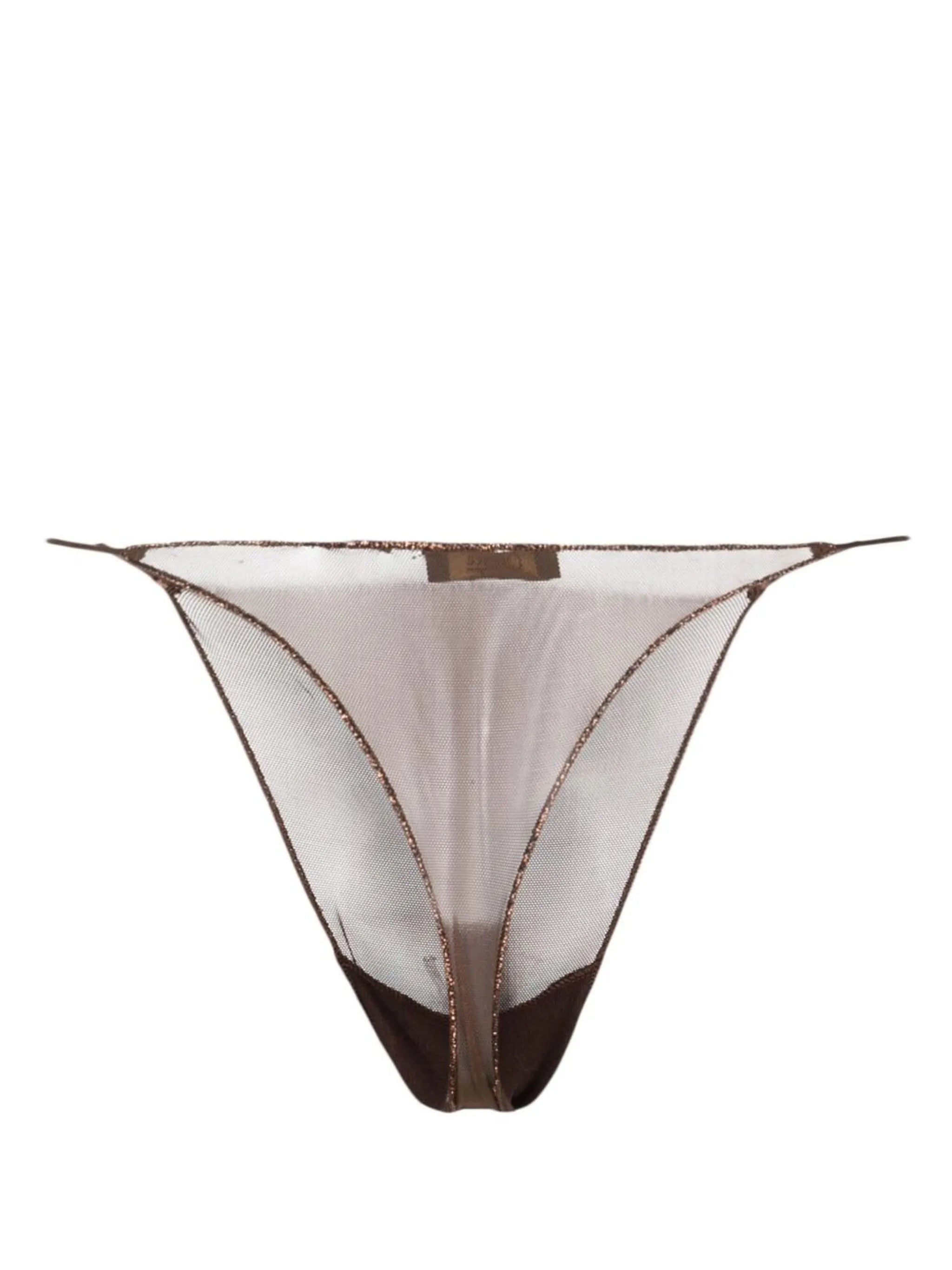 metallic-detail mesh slip thong