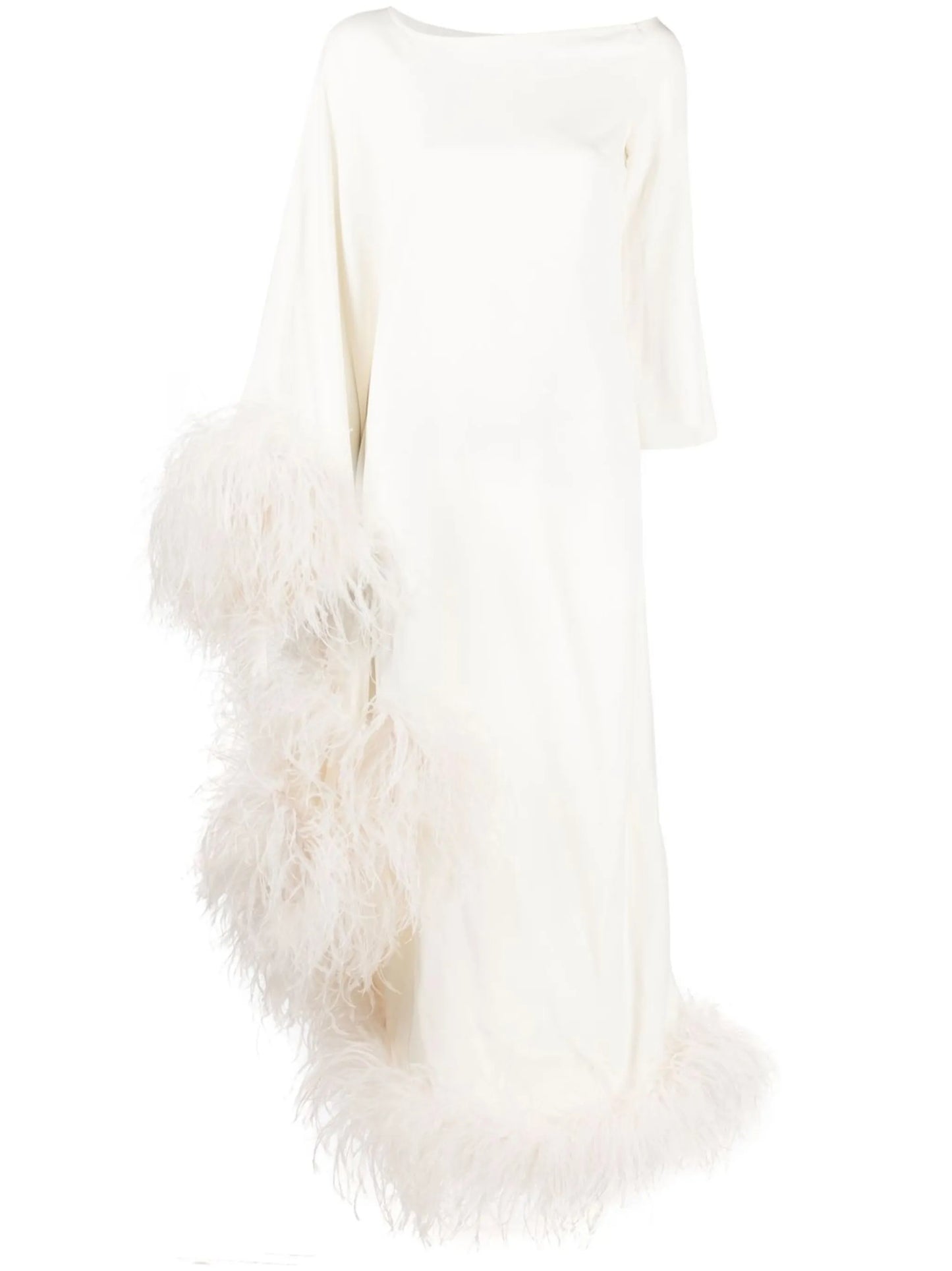 Ubud Extravaganza feather-trim gown