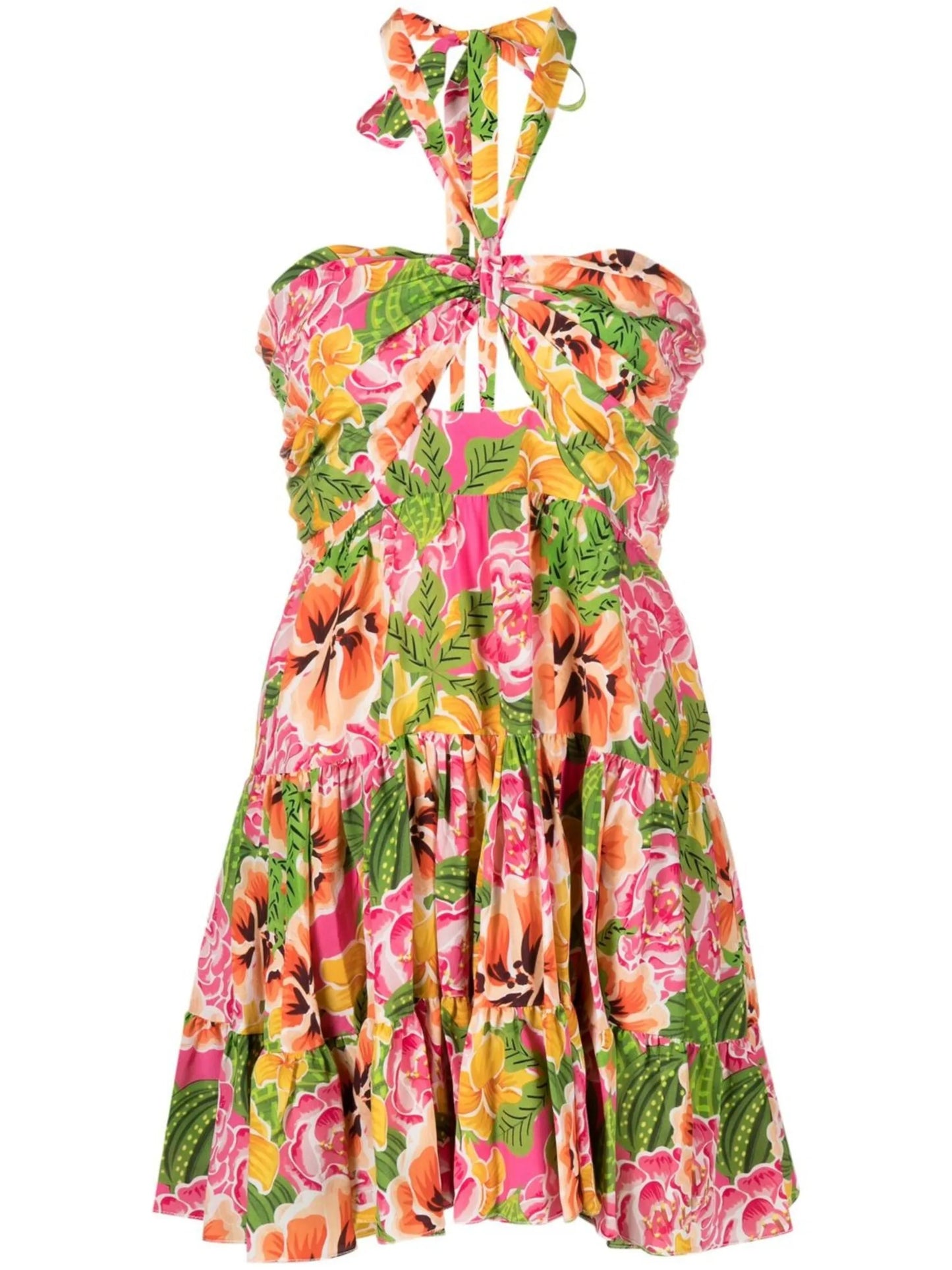 floral-print halterneck minidress