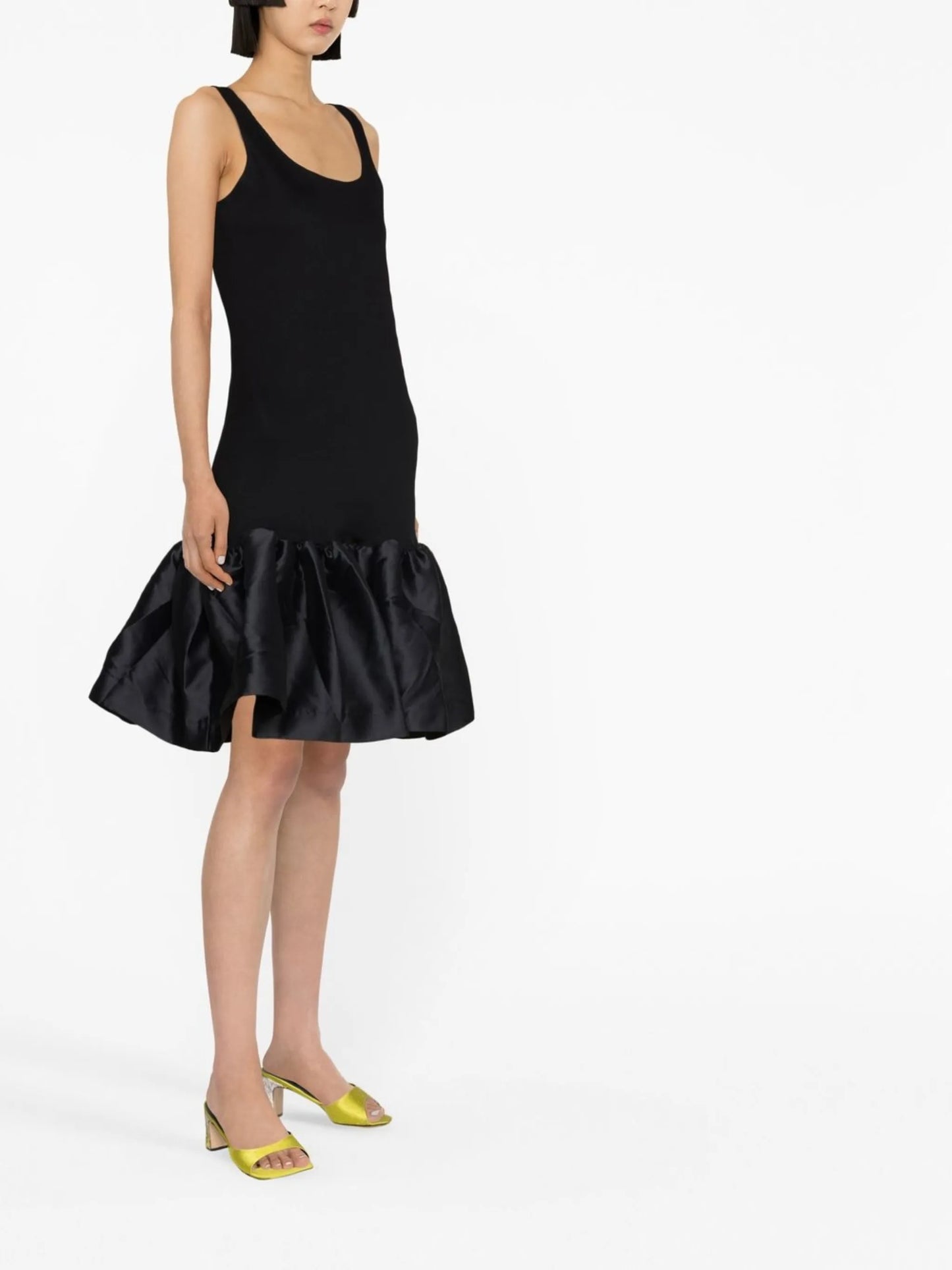 puff-hem sleeveless dress