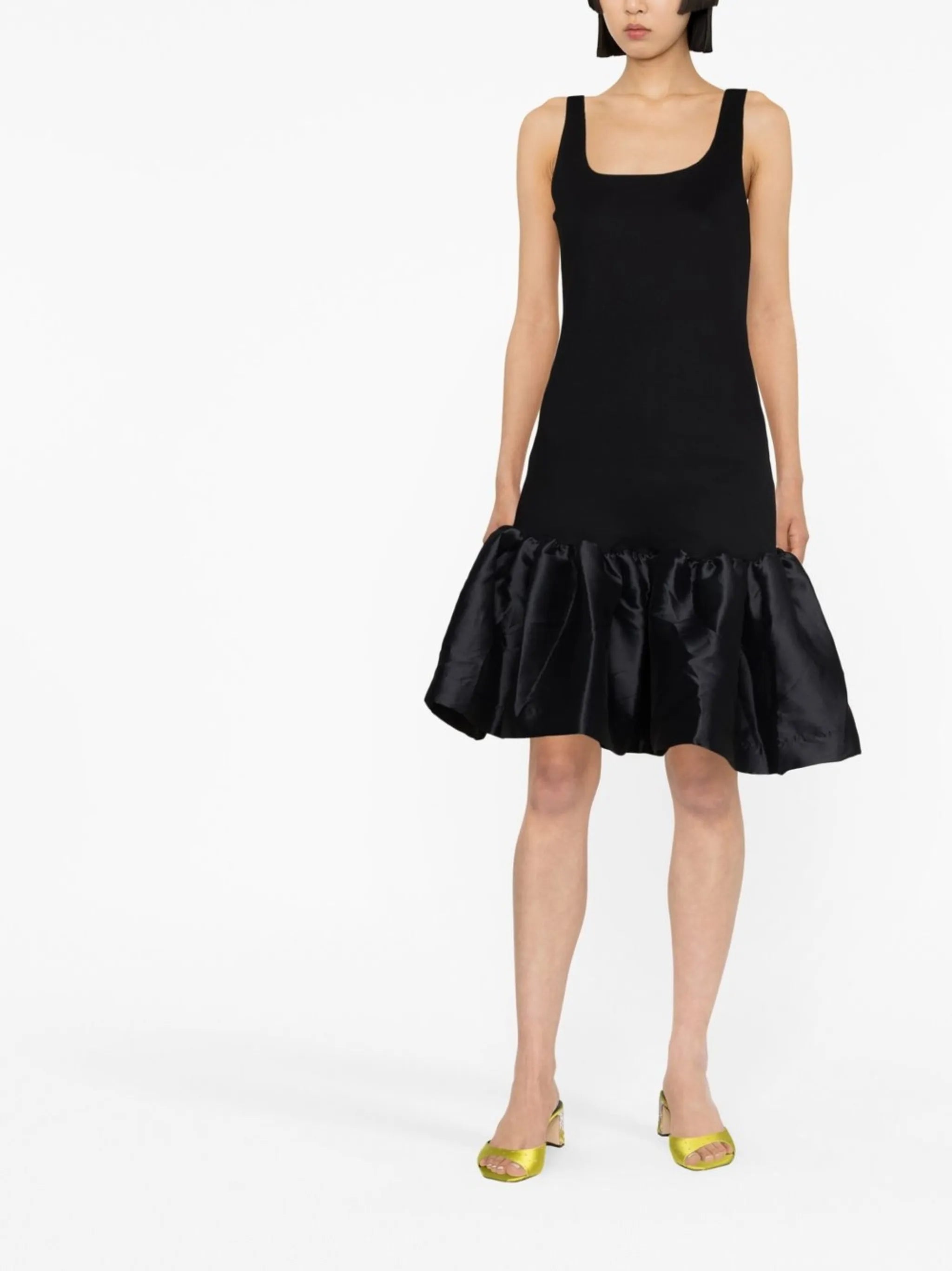 puff-hem sleeveless dress