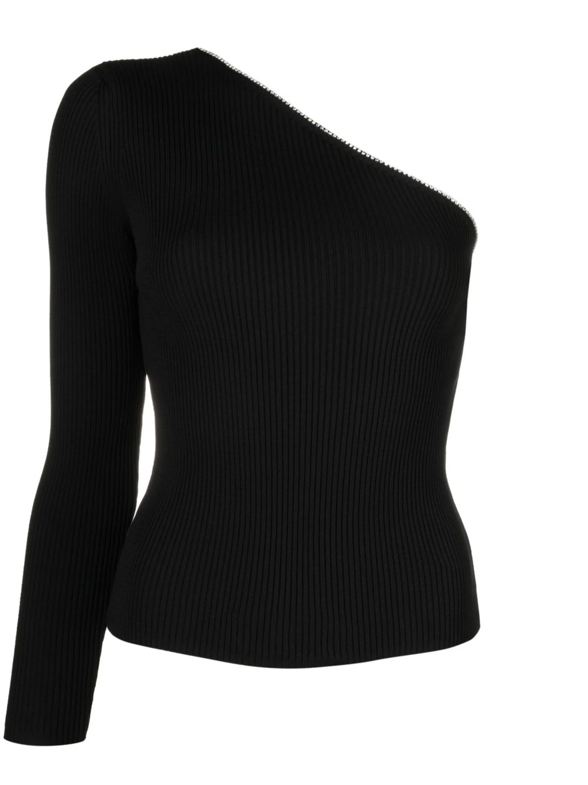 ribbed-knit one-shoulder blouse