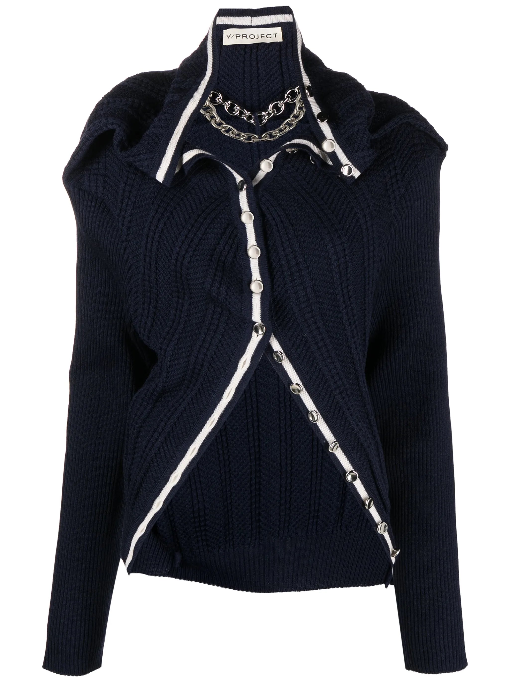 chain-necklace ruffled cardigan