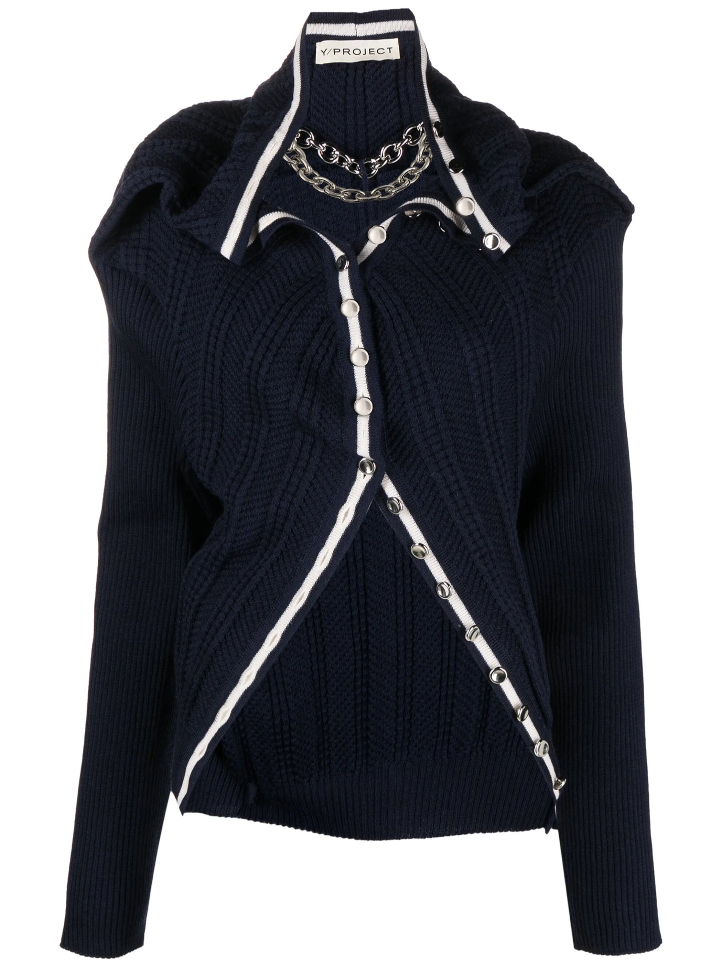chain-necklace ruffled cardigan