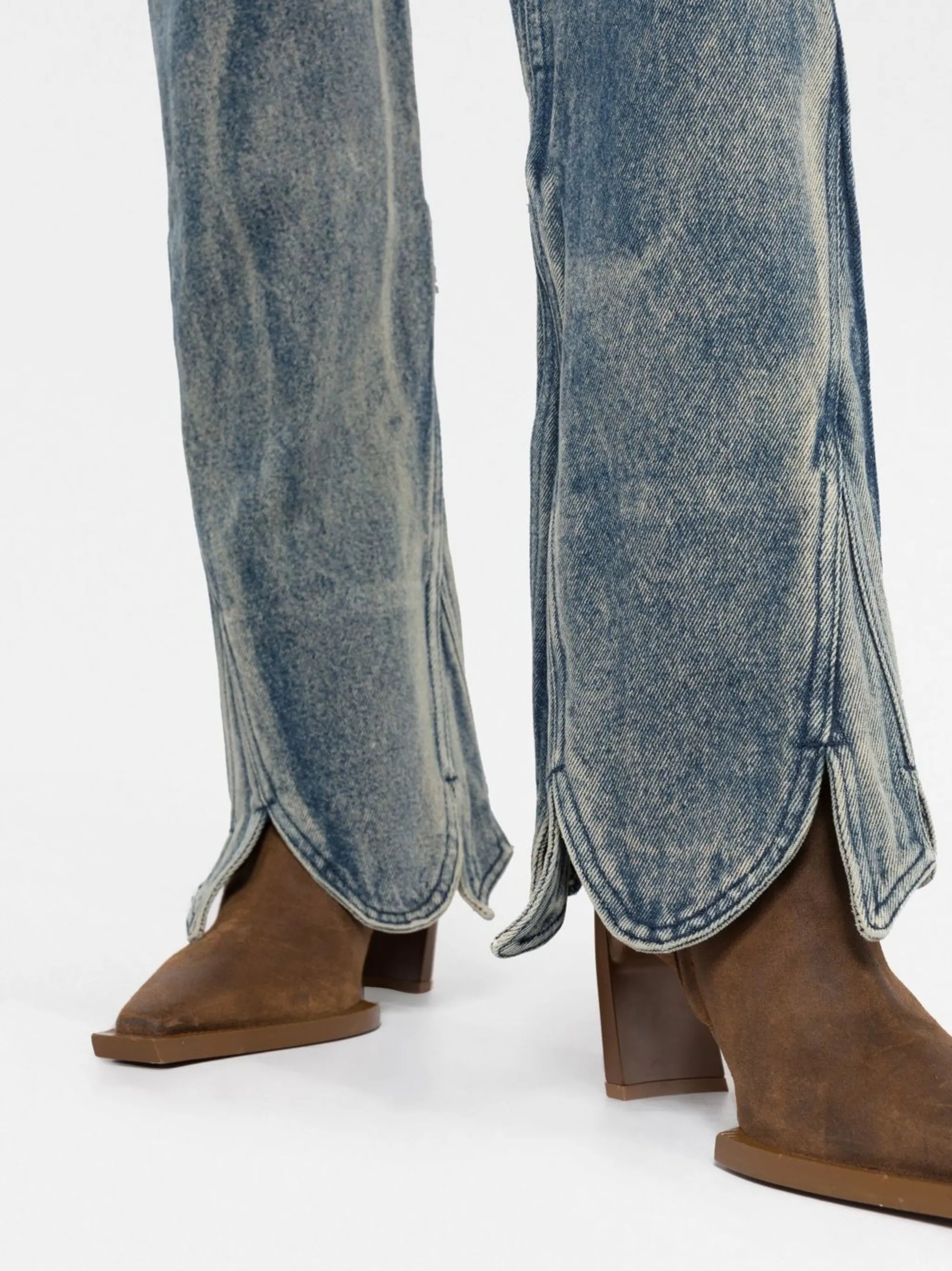 slim-fit stonewashed jeans