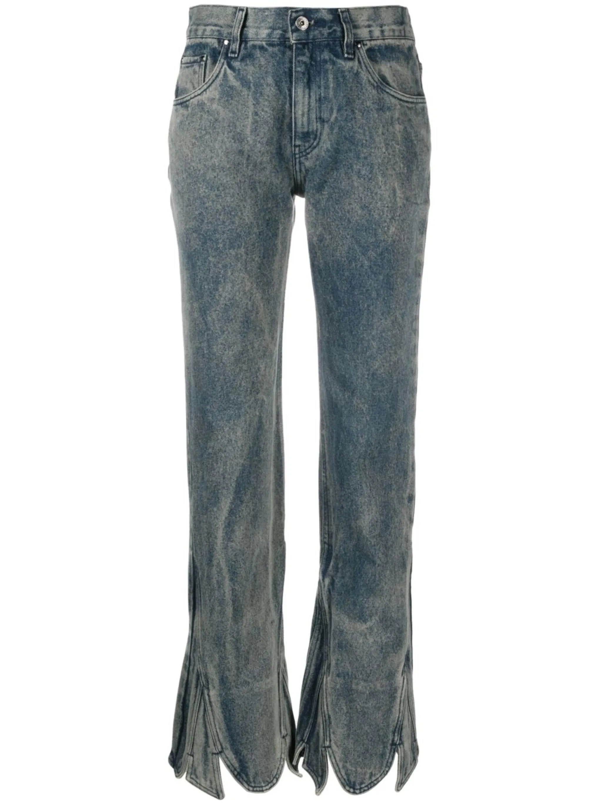 slim-fit stonewashed jeans