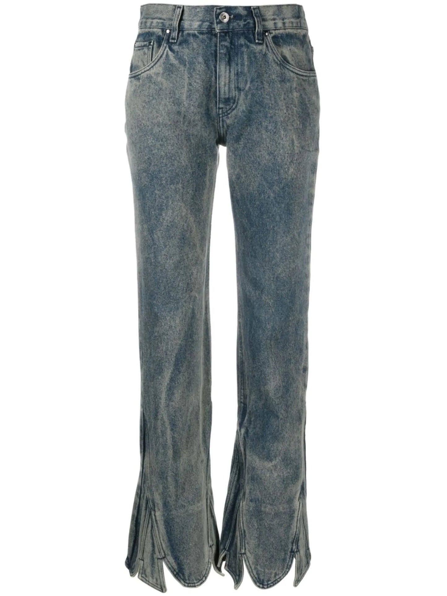 slim-fit stonewashed jeans