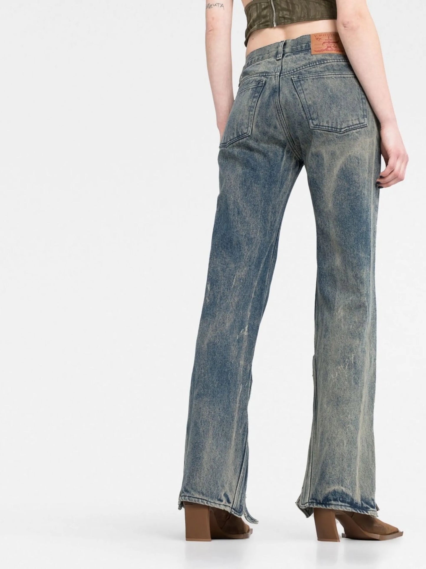 slim-fit stonewashed jeans