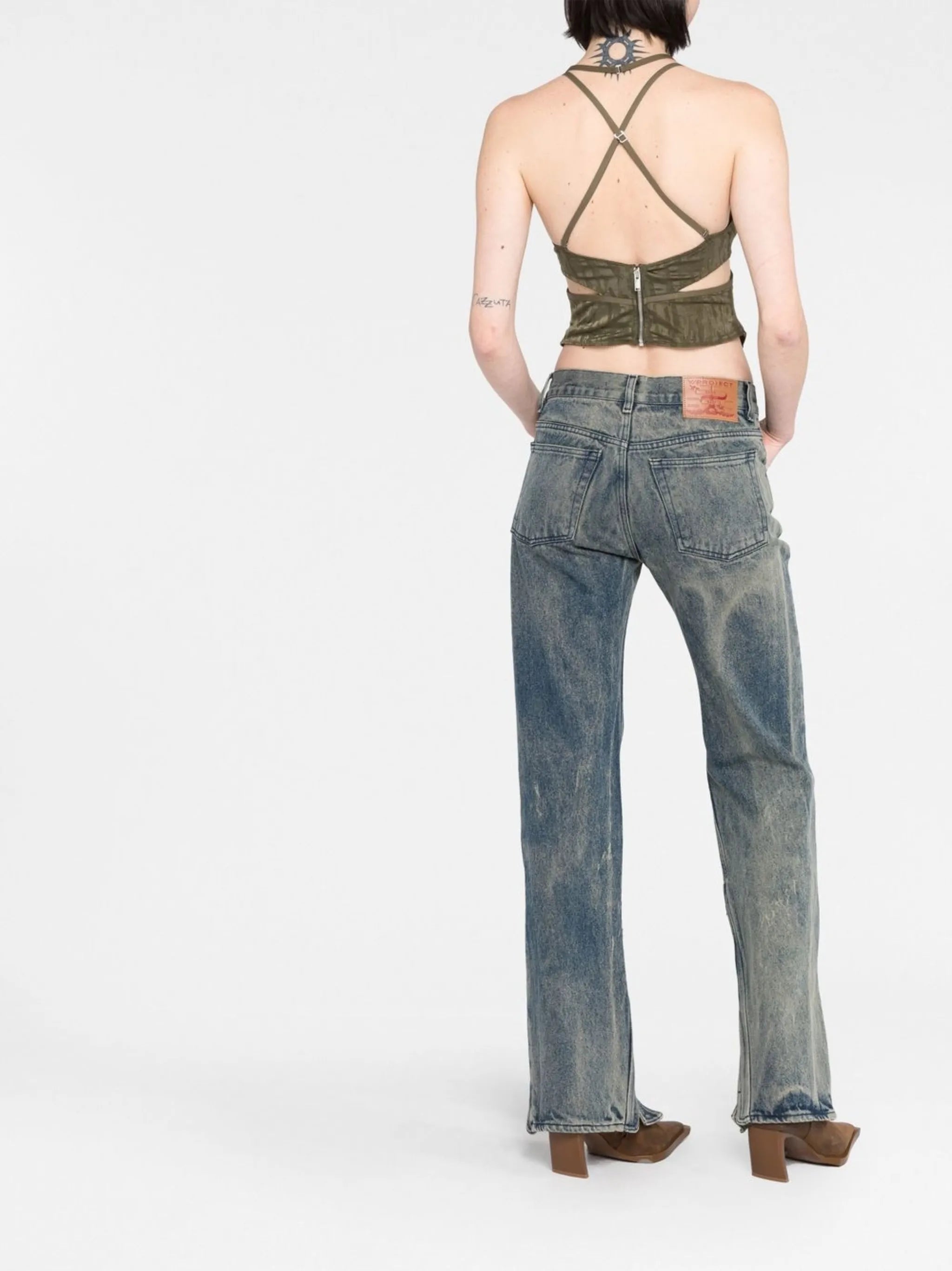slim-fit stonewashed jeans