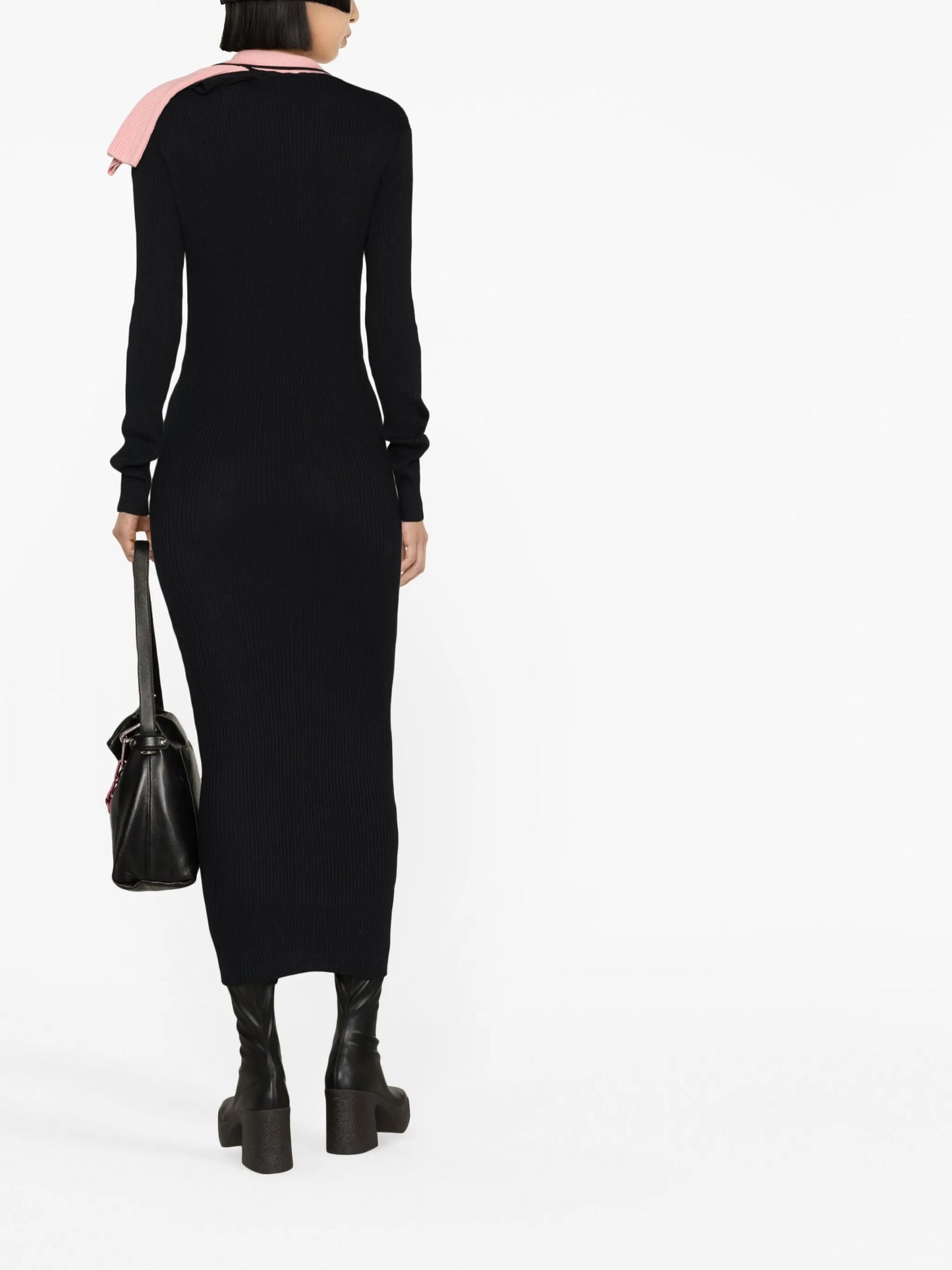 triple-collar knitted dress