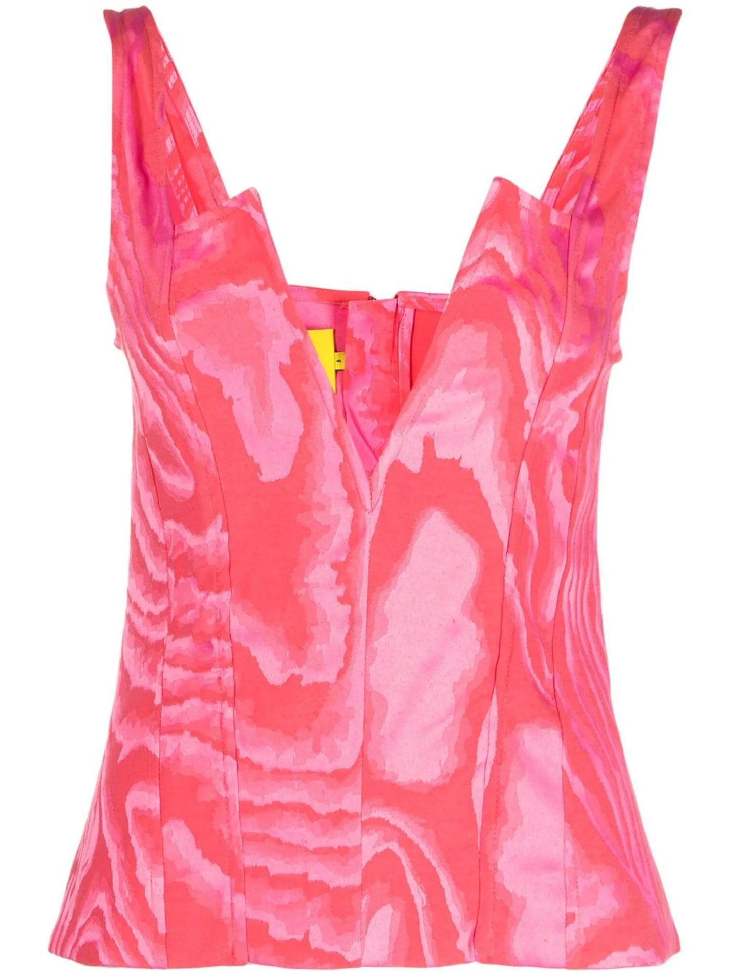 abstract-print V-neck corset