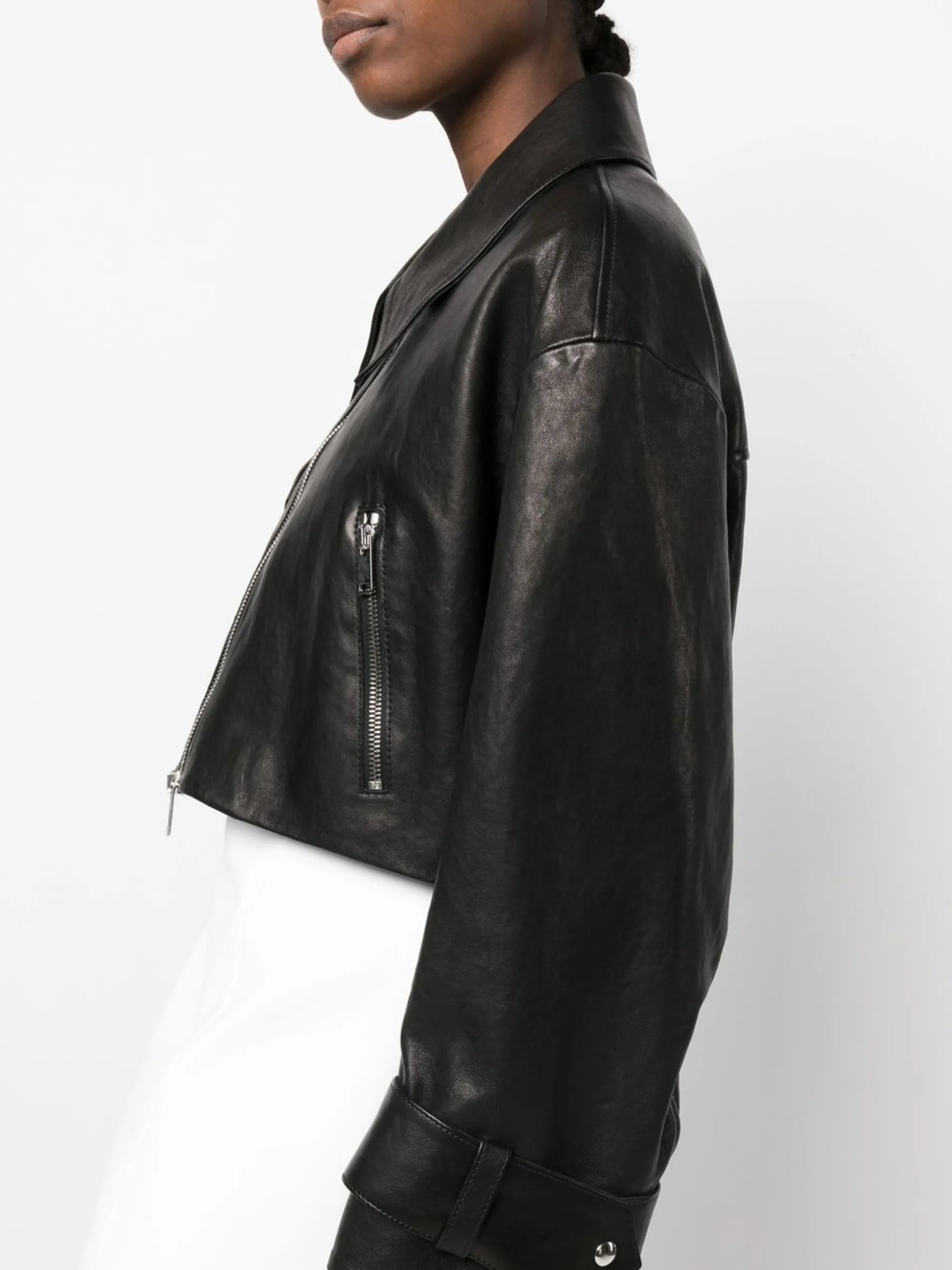 Flinn cropped leather jacket