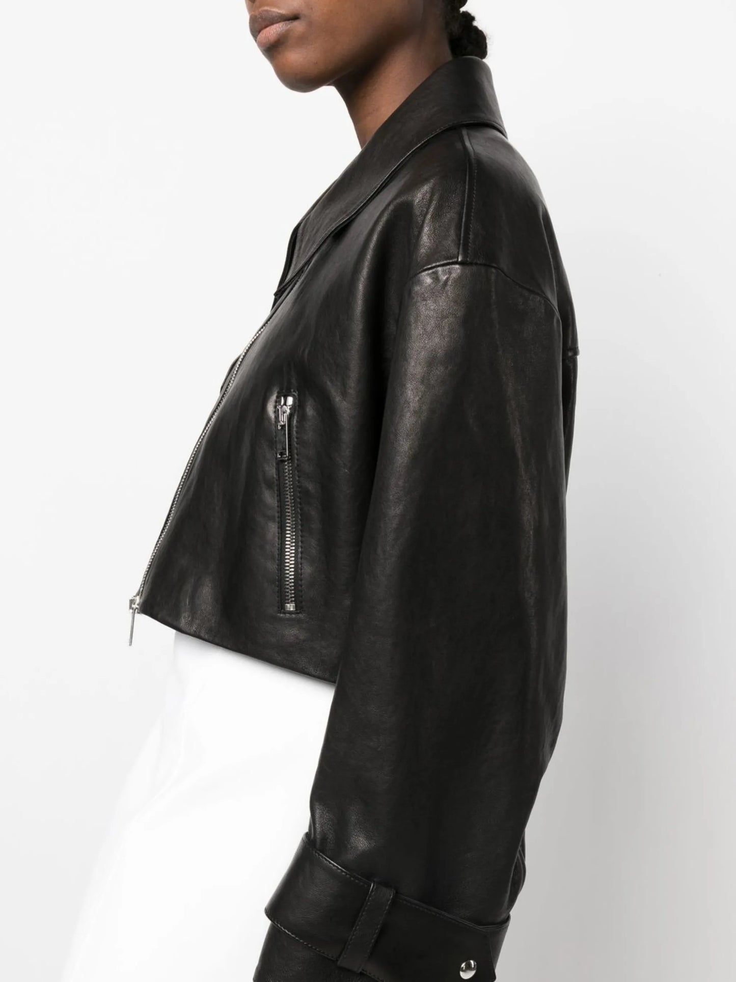 Flinn cropped leather jacket